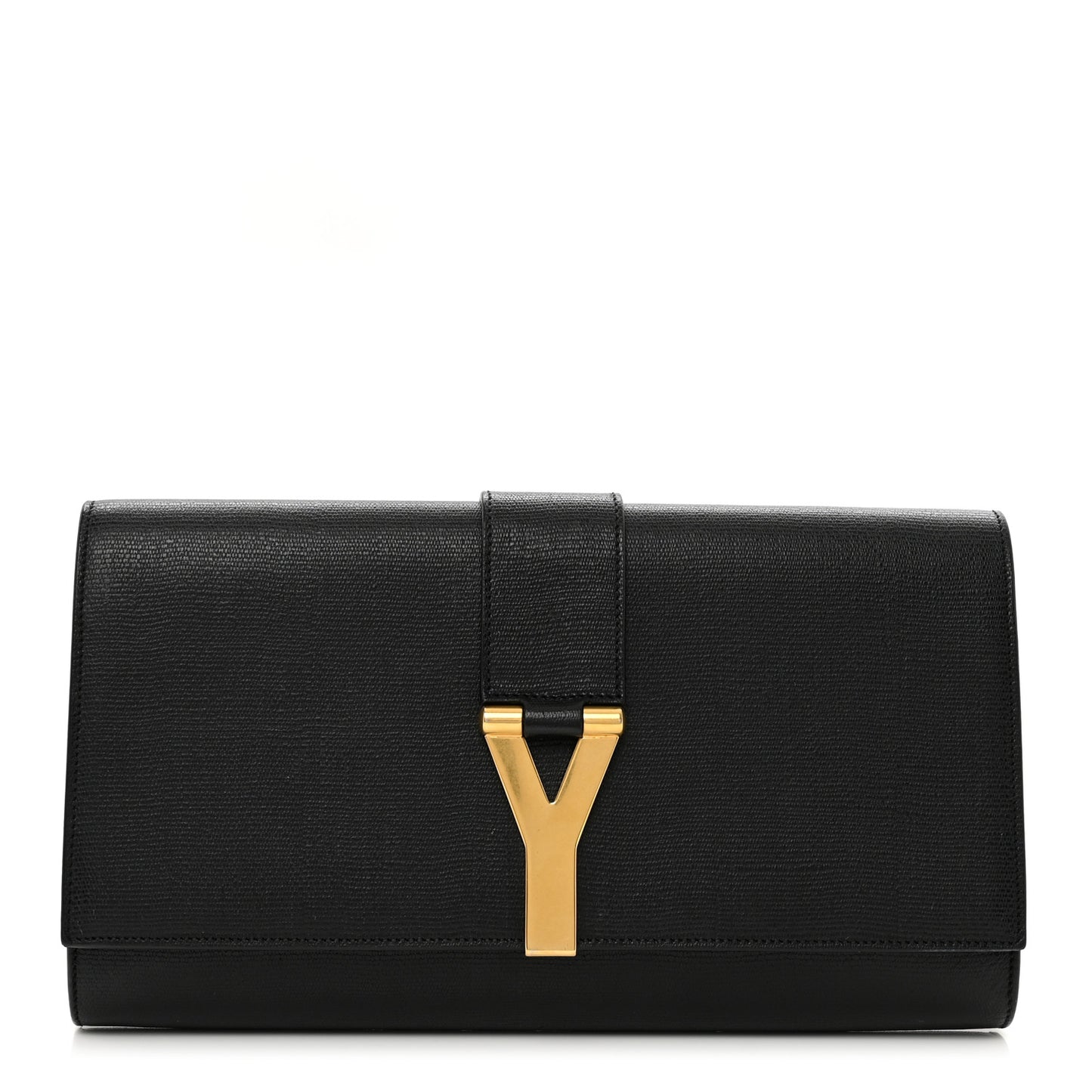 Textured Calfskin Classic Y Ligne Clutch Black