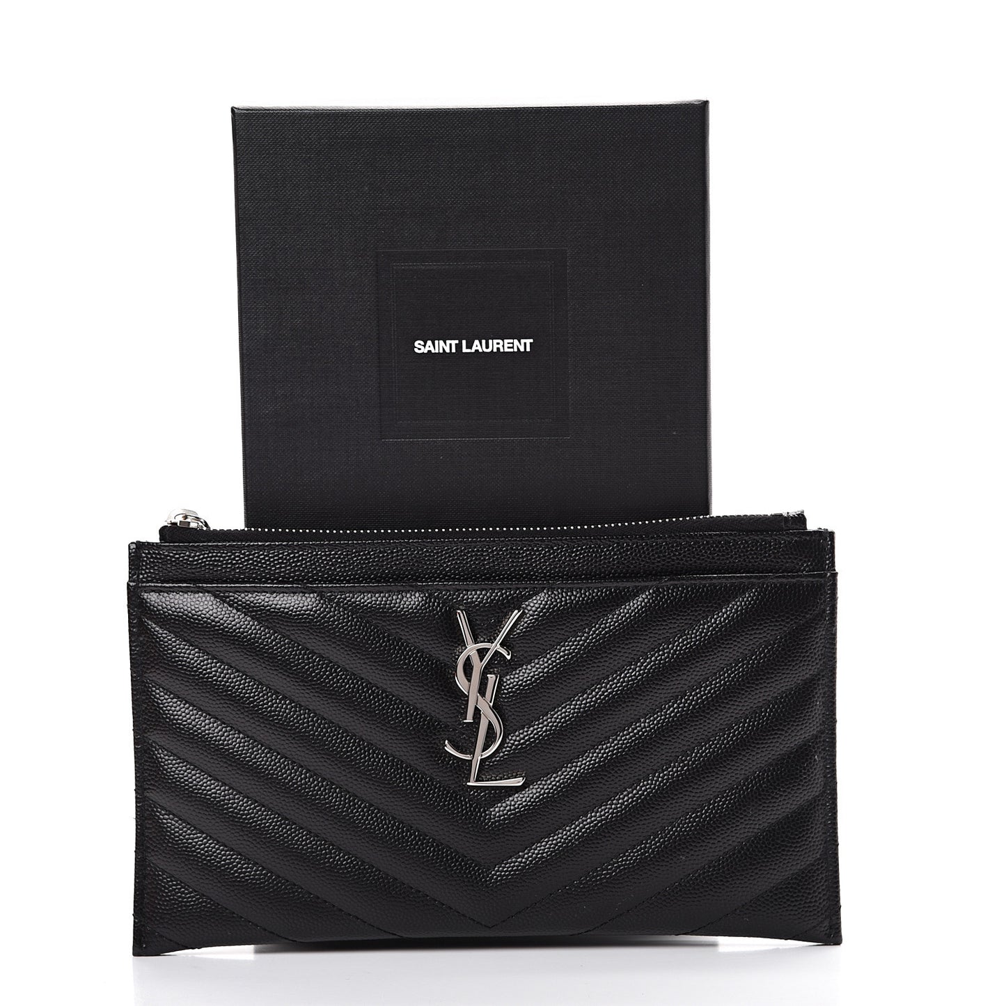 Grain De Poudre Chevron Monogram Bill Pouch Black