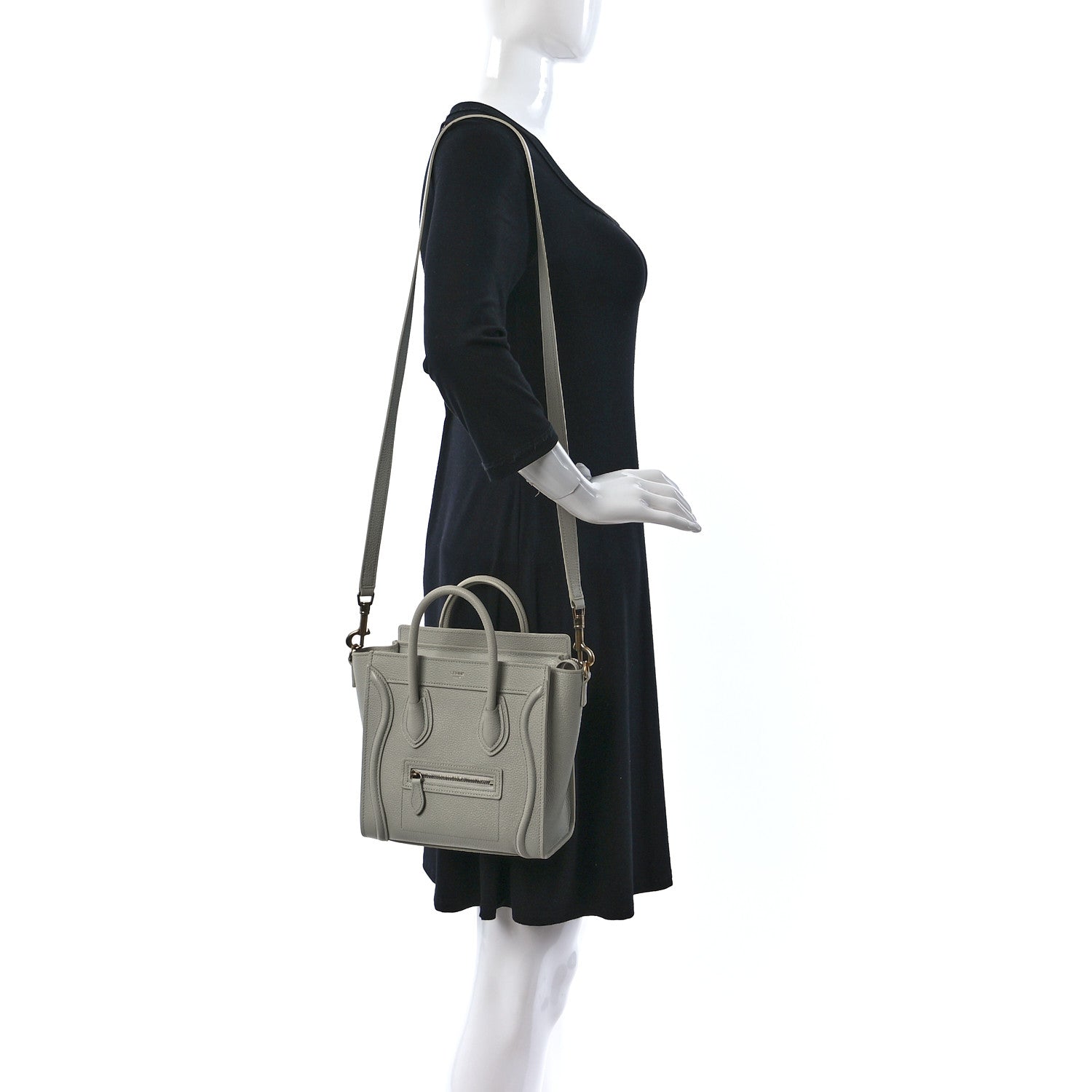 Celine Drummed Calfskin Nano Luggage Vert D'eau 3 of 18