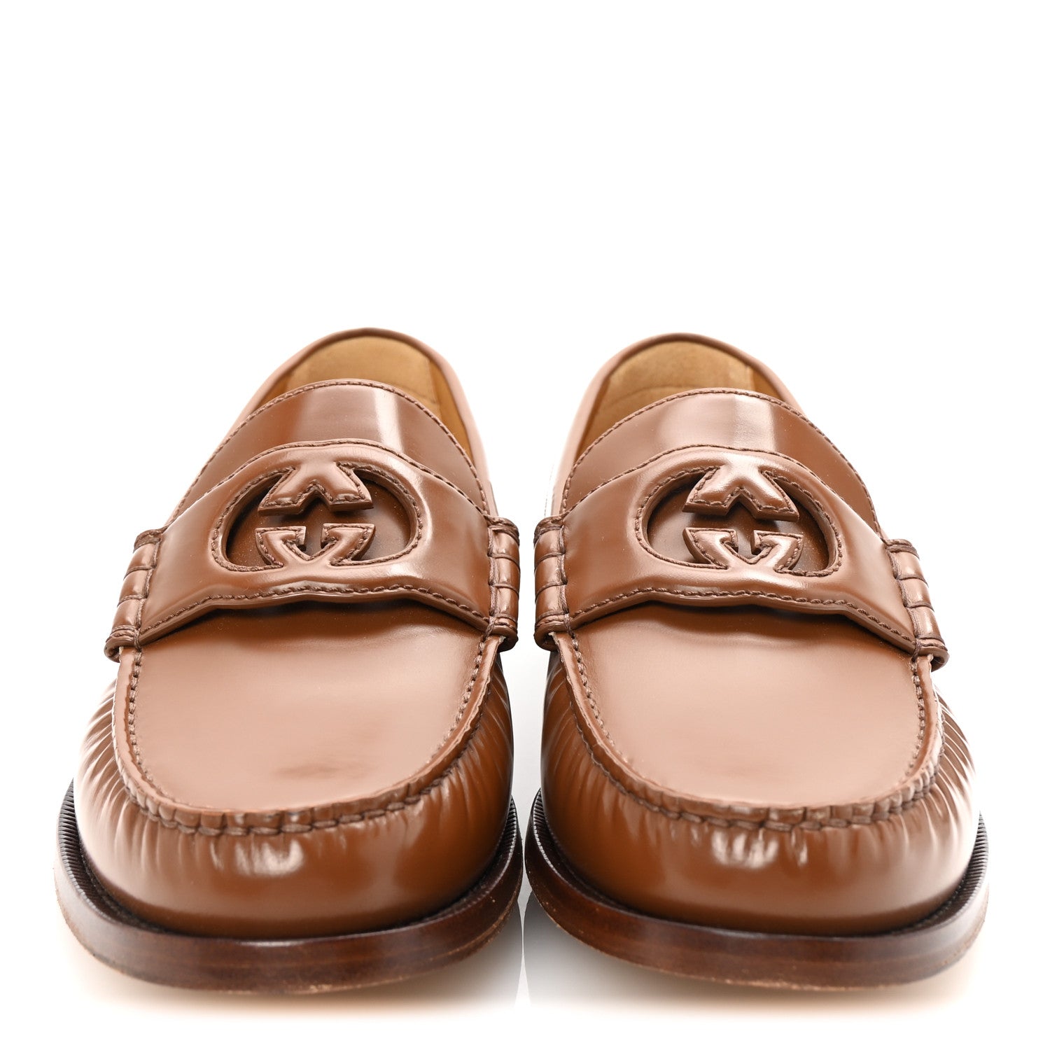 Gucci Calfskin Mens Interlocking G Millennial Ribot Loafers 7.5 Cuir 3 of 10