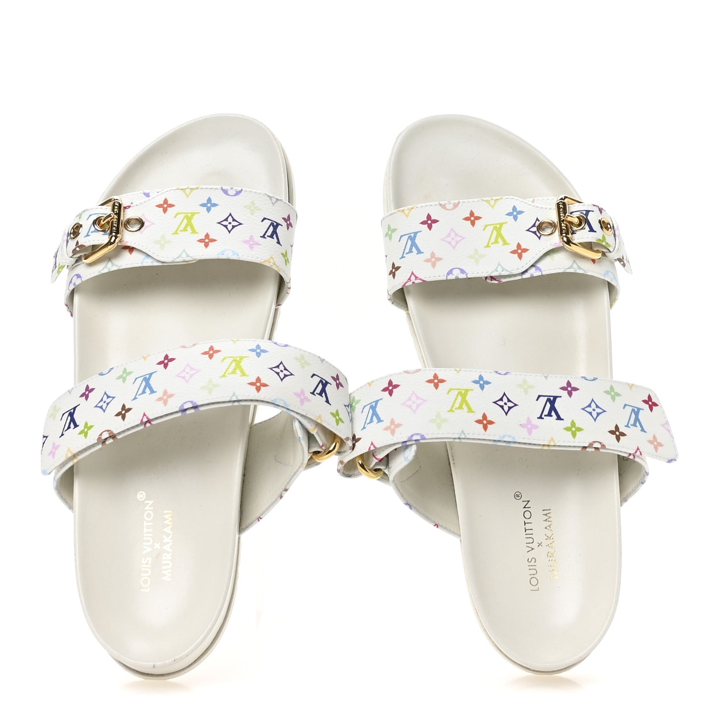 LV X TM Monogram Multicolor Bom Dia Comfort Mule Sandals 38.5 White