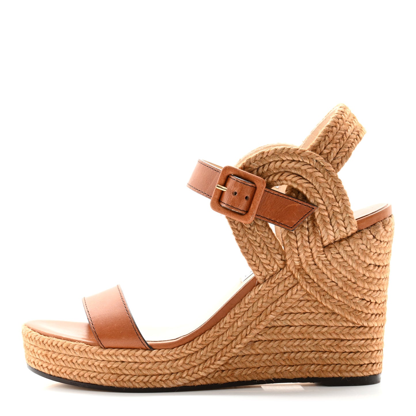 Calfskin Espadrille Delphi 100 Wedge Sandals 39.5 Cuoio