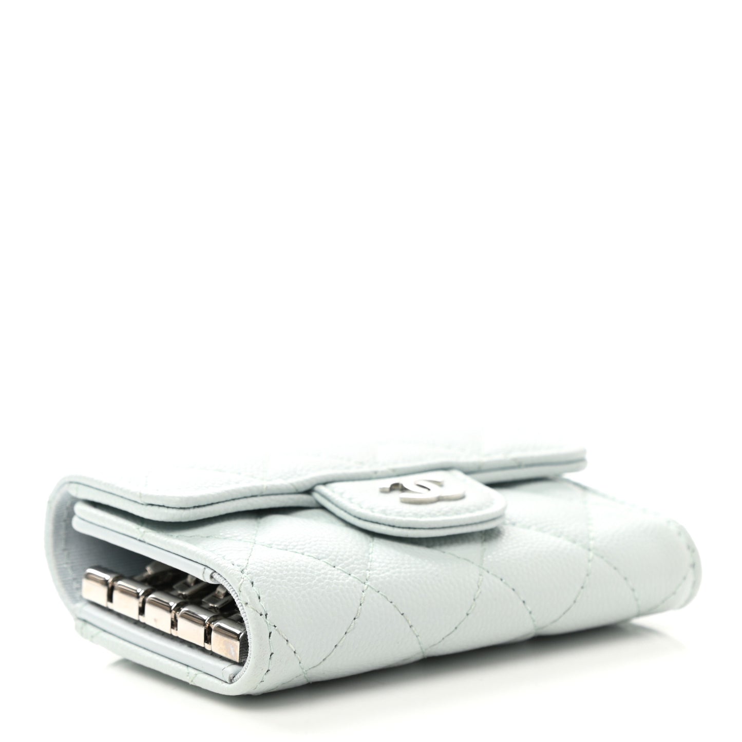 Caviar Quilted Classic 4 Key Holder Wallet Light Blue