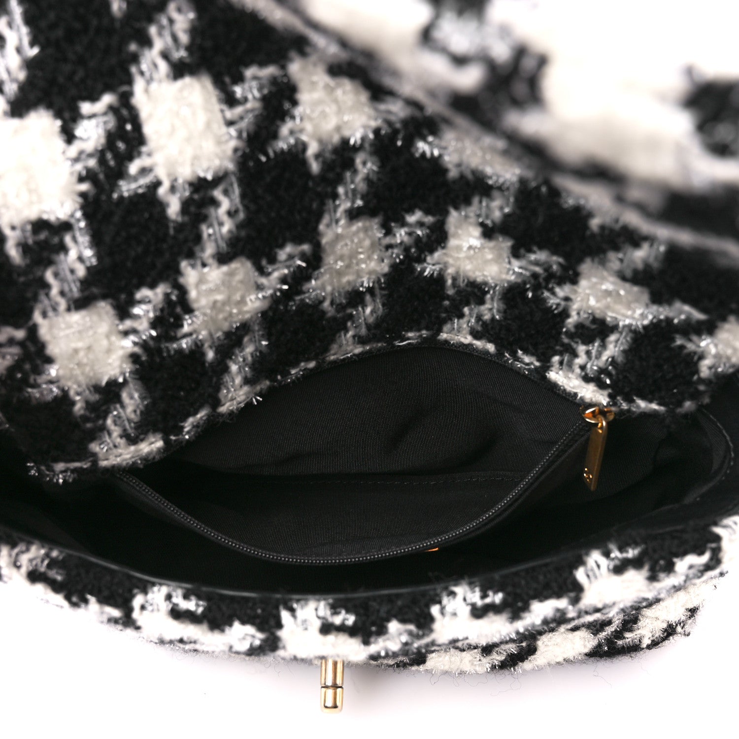 Chanel Tweed Quilted Medium Chanel 19 Flap Black Ecru White 6 of 11
