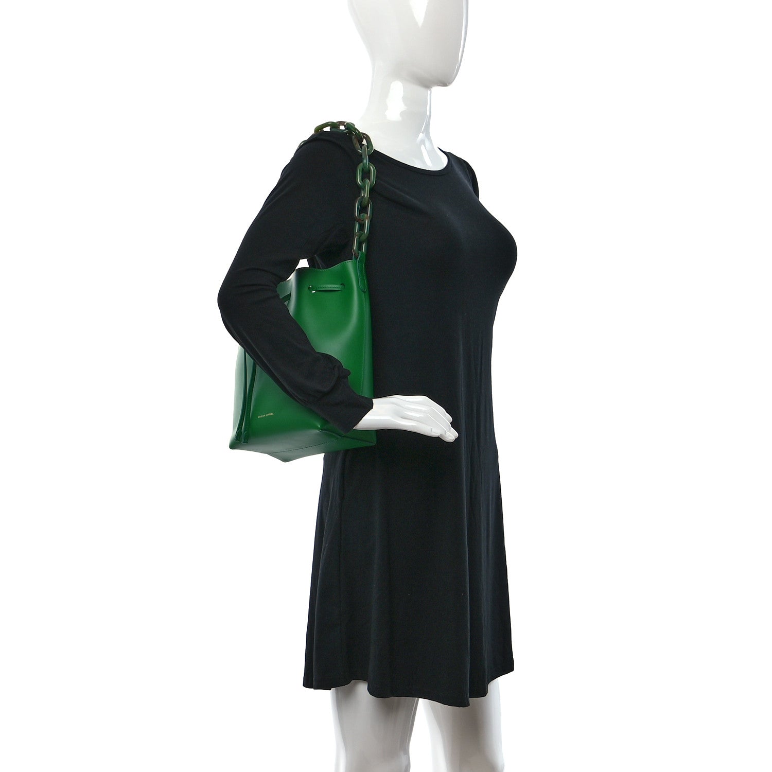 Mansur Gavriel Calfskin Twist Drawstring Bucket Bag Grass 2 of 9