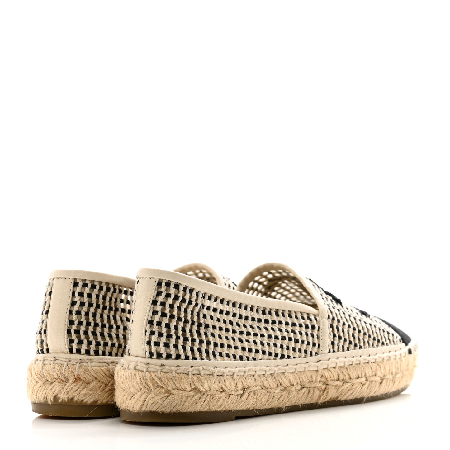 Mesh Grosgrain CC Espadrilles 37 Beige Black
