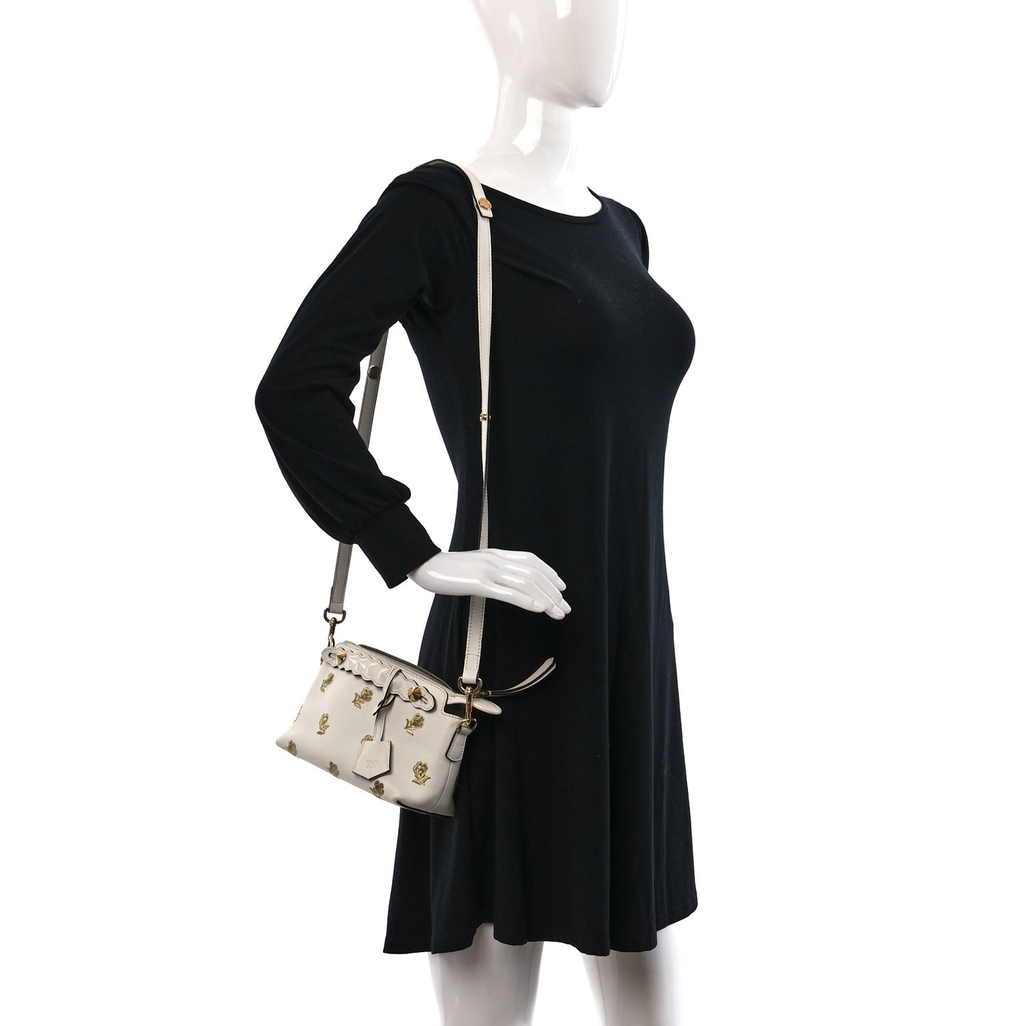 Vitello Dolce Lurex Floral Embroidered Studded Mini By The Way Boston Bag White