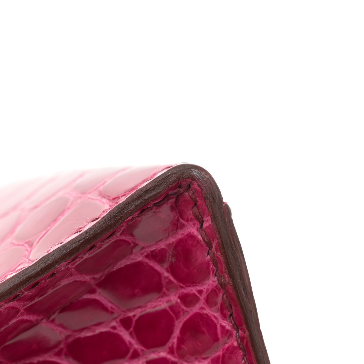 Shiny Niloticus Crocodile Kelly Pochette Fuchsia