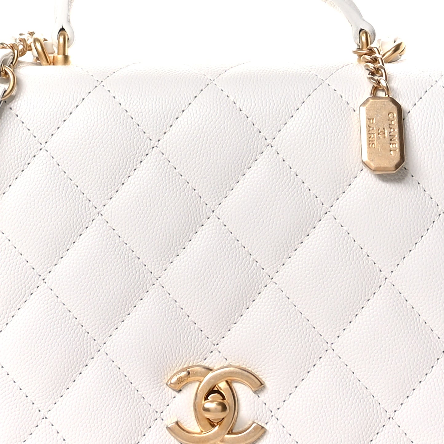 Caviar Quilted Mini Top Handle Flap White