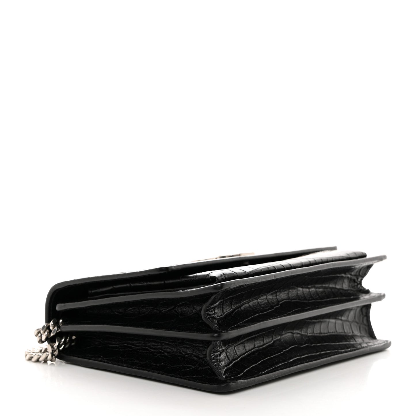 Calfskin Crocodile Embossed Medium Monogram Sunset Black