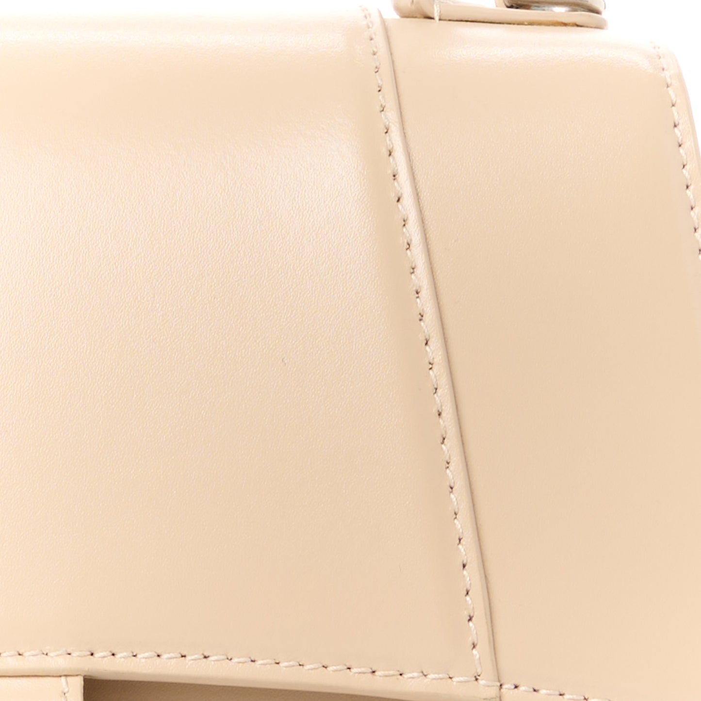 Shiny Box Calfskin Small Hourglass Top Handle Bag Light Beige