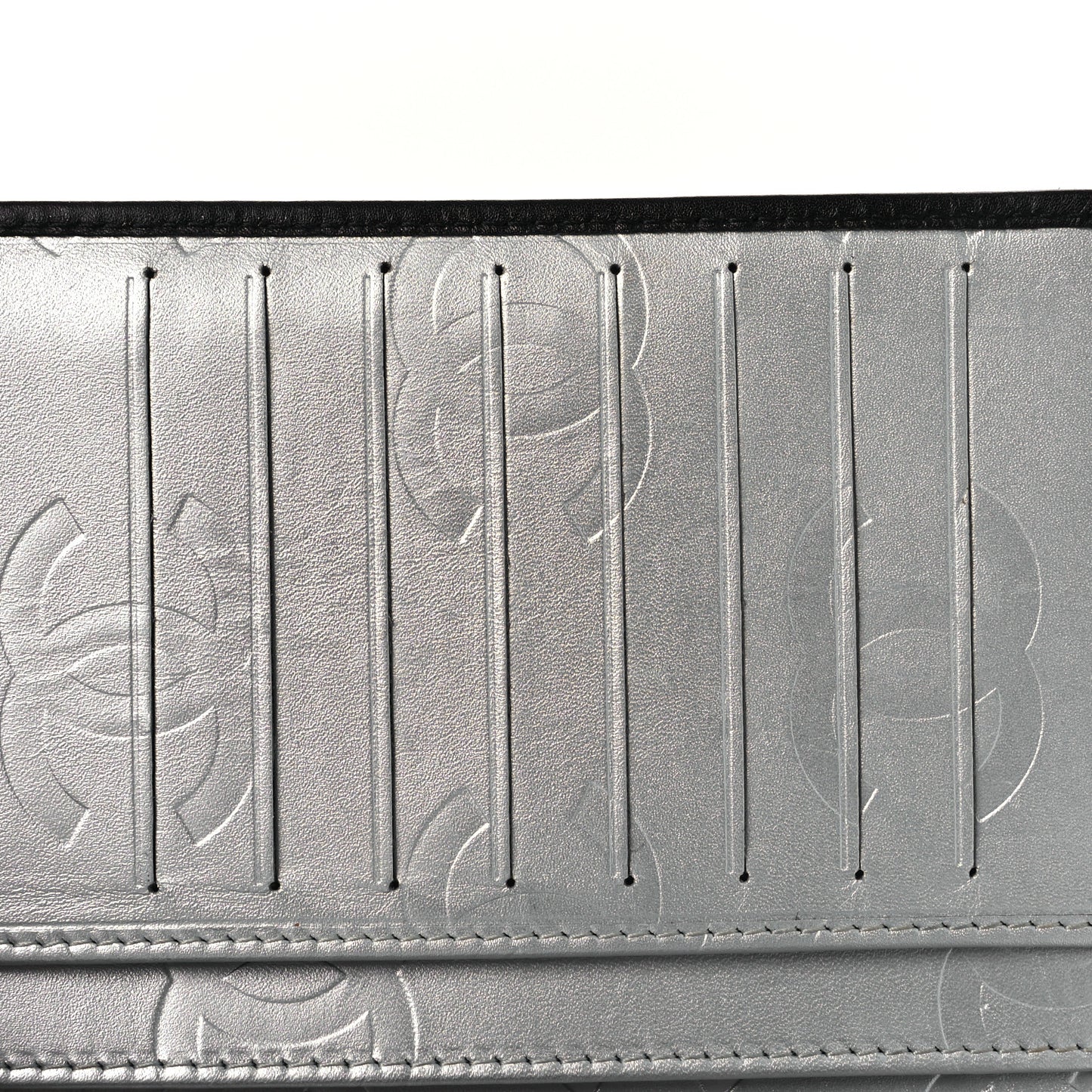 Calfskin Quilted Cambon Yen Wallet Black Silver