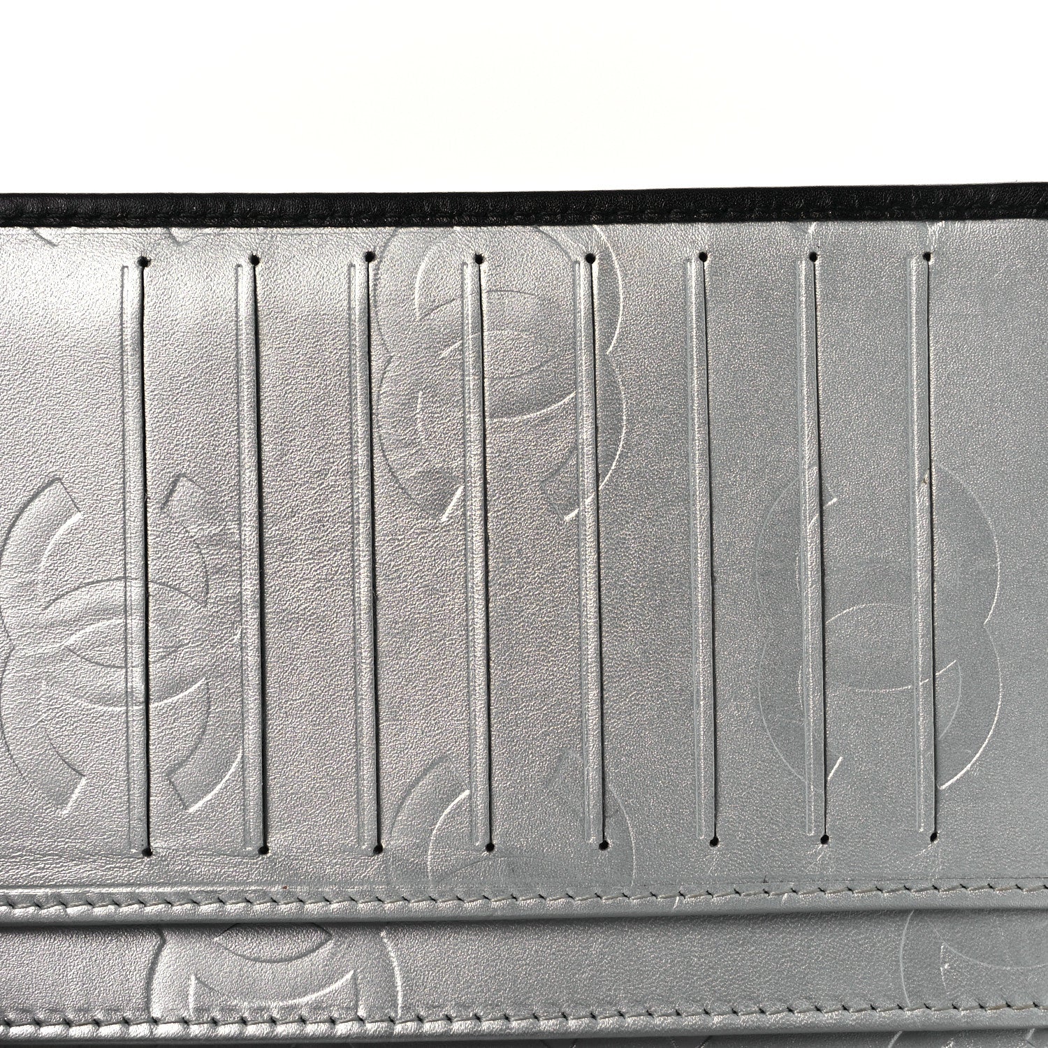 Chanel Calfskin Quilted Cambon Yen Wallet Black Silver 10 of 11