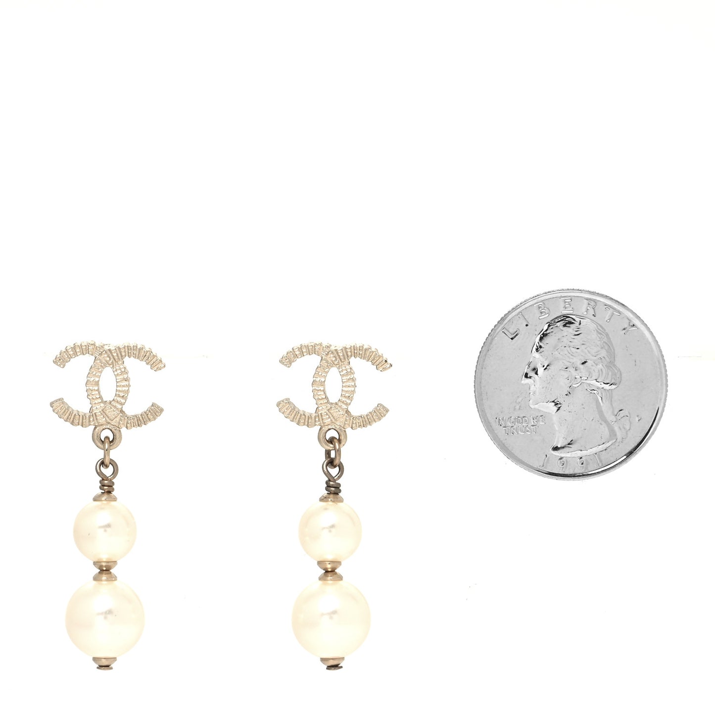 Pearl CC Drop Earrings Gold