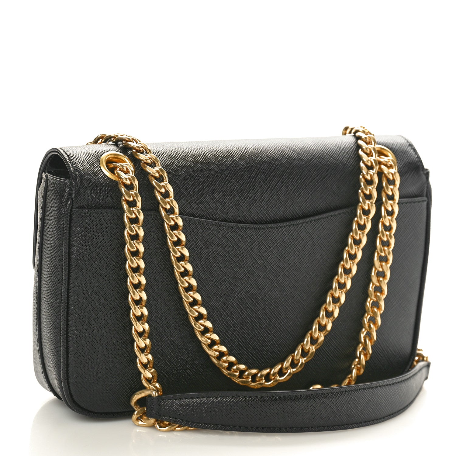 Prada Saffiano Flap Shoulder Bag Black 3 of 9