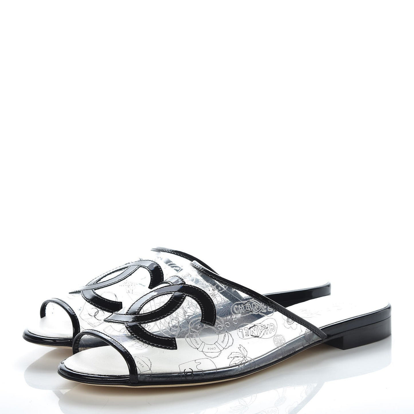 Patent Calfskin PVC Mule 39 Transparent Black