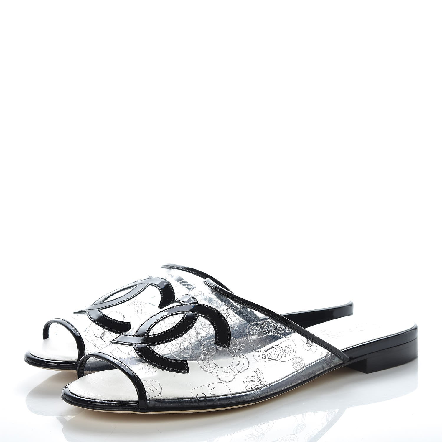 Chanel Patent Calfskin PVC Mule 39 Transparent Black 3 of 8