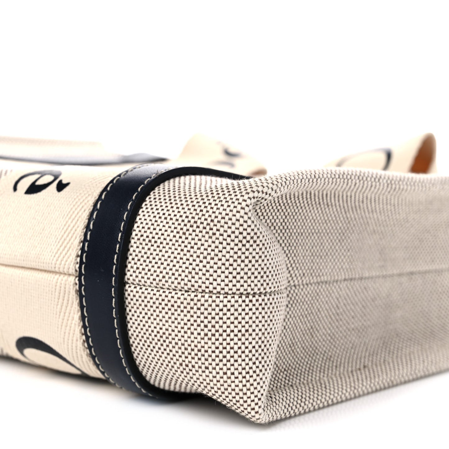 Cotton Calfskin Small Woody Ribbon Tote White