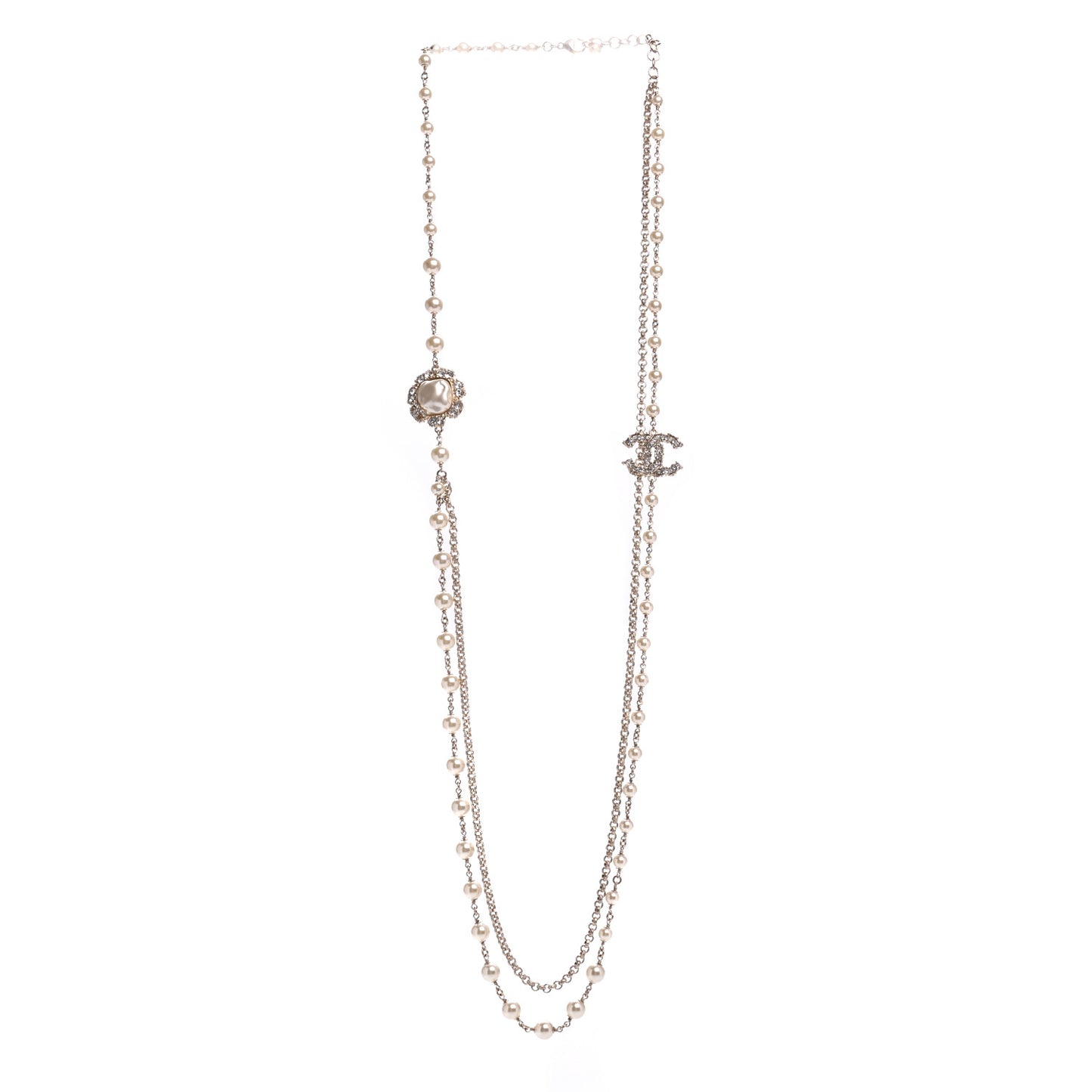 Pearl Crystal Camellia Express Multistrand Necklace Gold