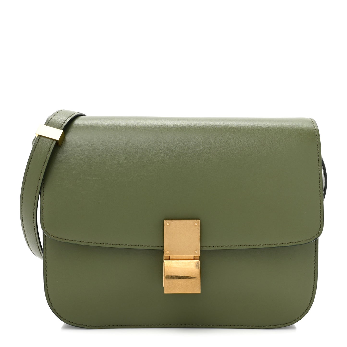 Box Calfskin Classic Box Medium Flap Bag Army Green
