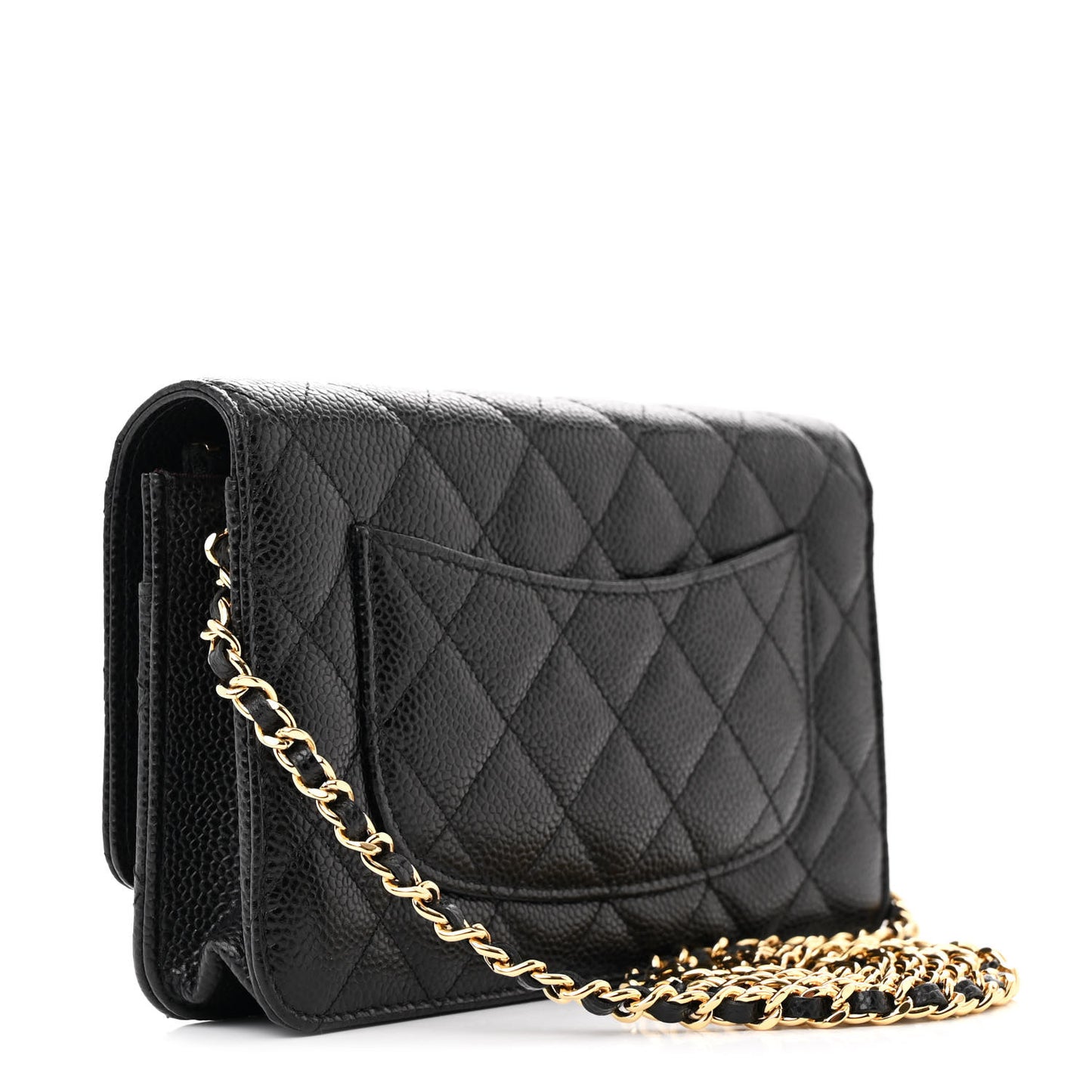 Caviar Quilted Wallet on Chain WOC Black