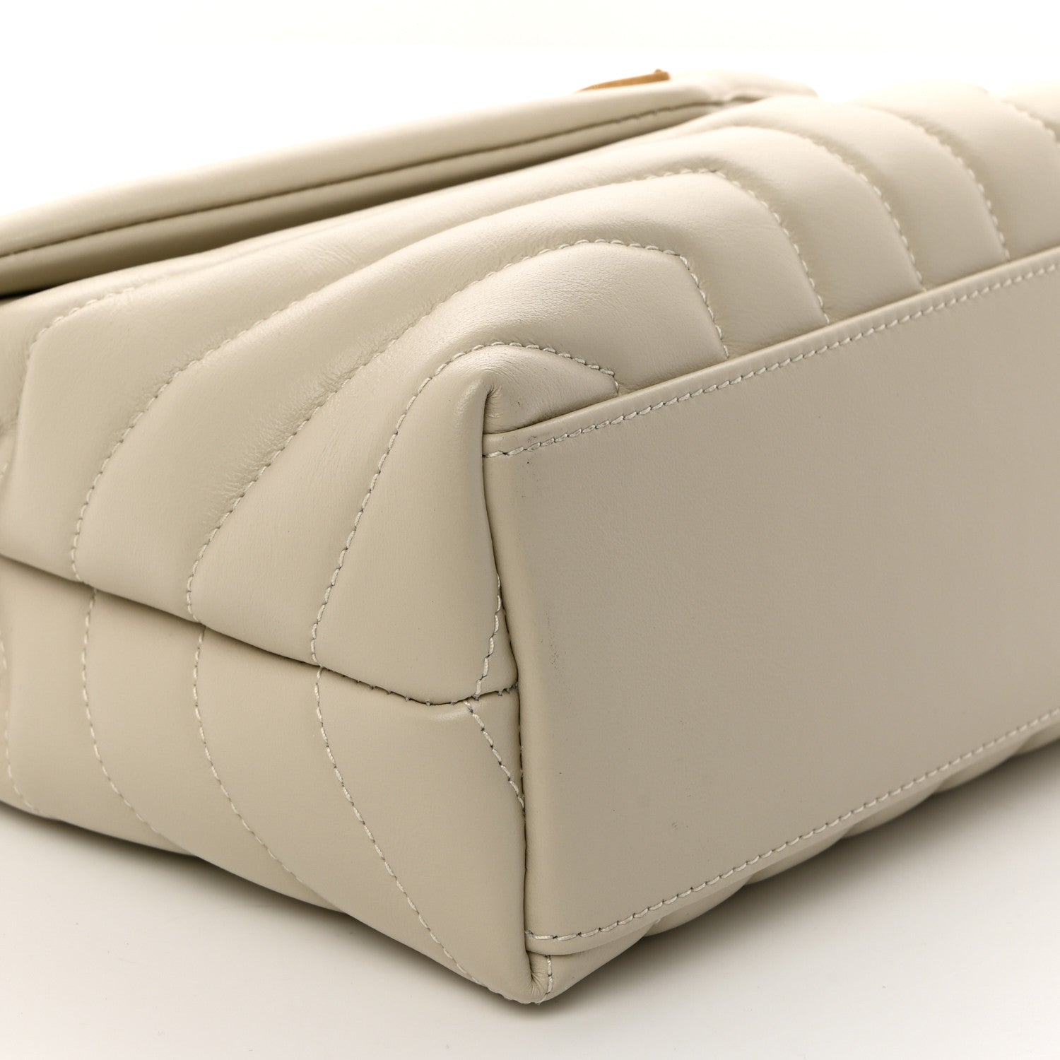 Saint Laurent Calfskin Y Quilted Monogram Small Loulou Chain Satchel Crema Soft 9 of 10