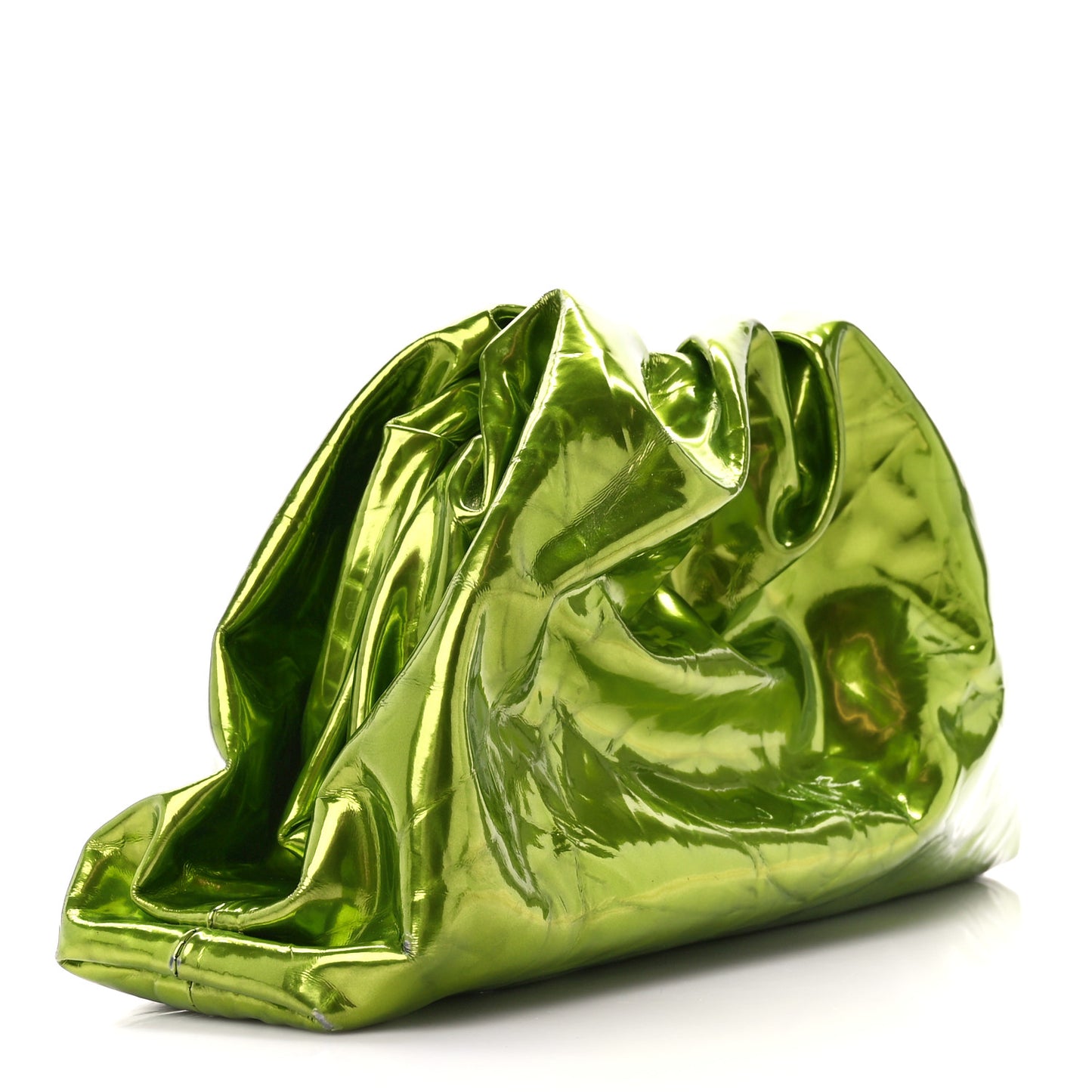 Metallic Crushed Calfskin Teen Pouch Chlorophyll