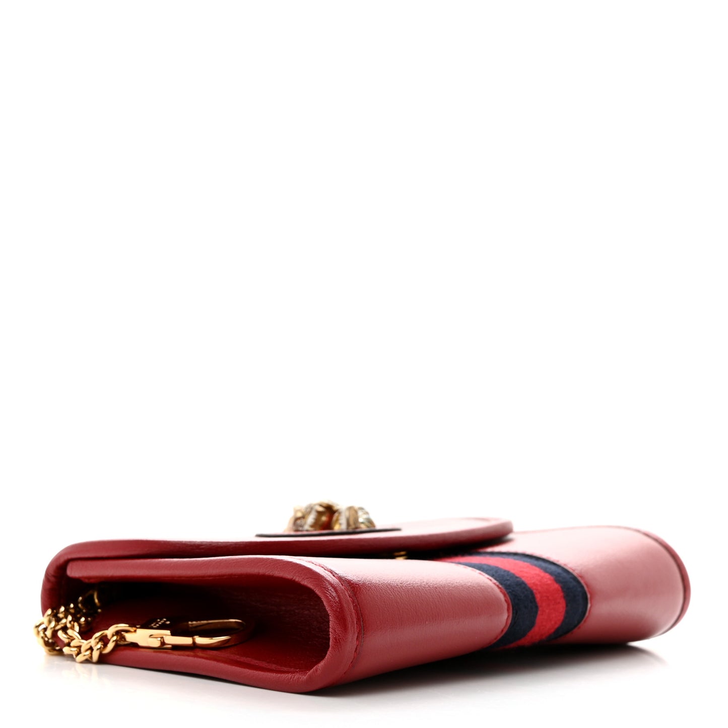 Textured Calfskin Web Mini Rajah Slim Flap Shoulder Bag Romantic Cherry