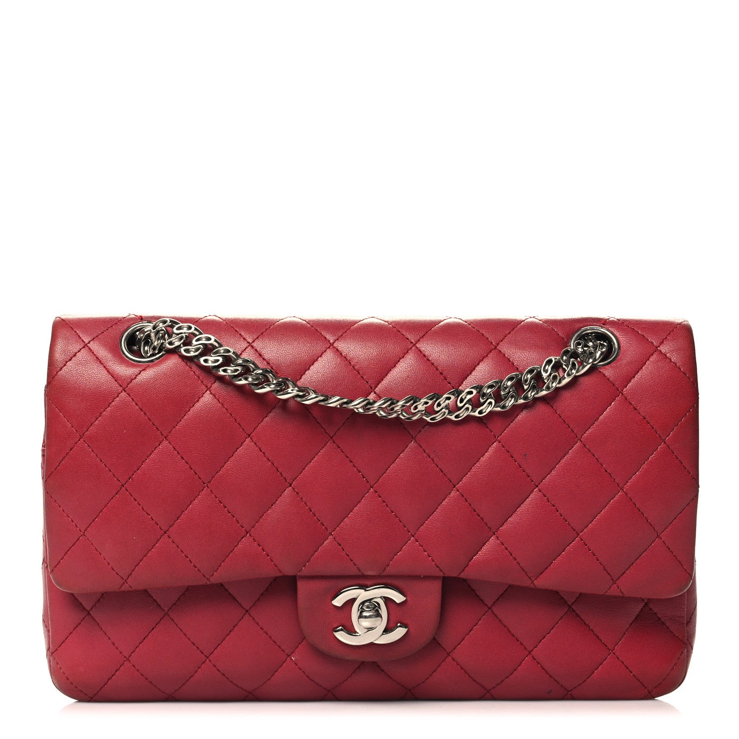 Chanel Glazed Lambskin Quilted Medium Double Flap Bijoux Chain Red 1 of 15
