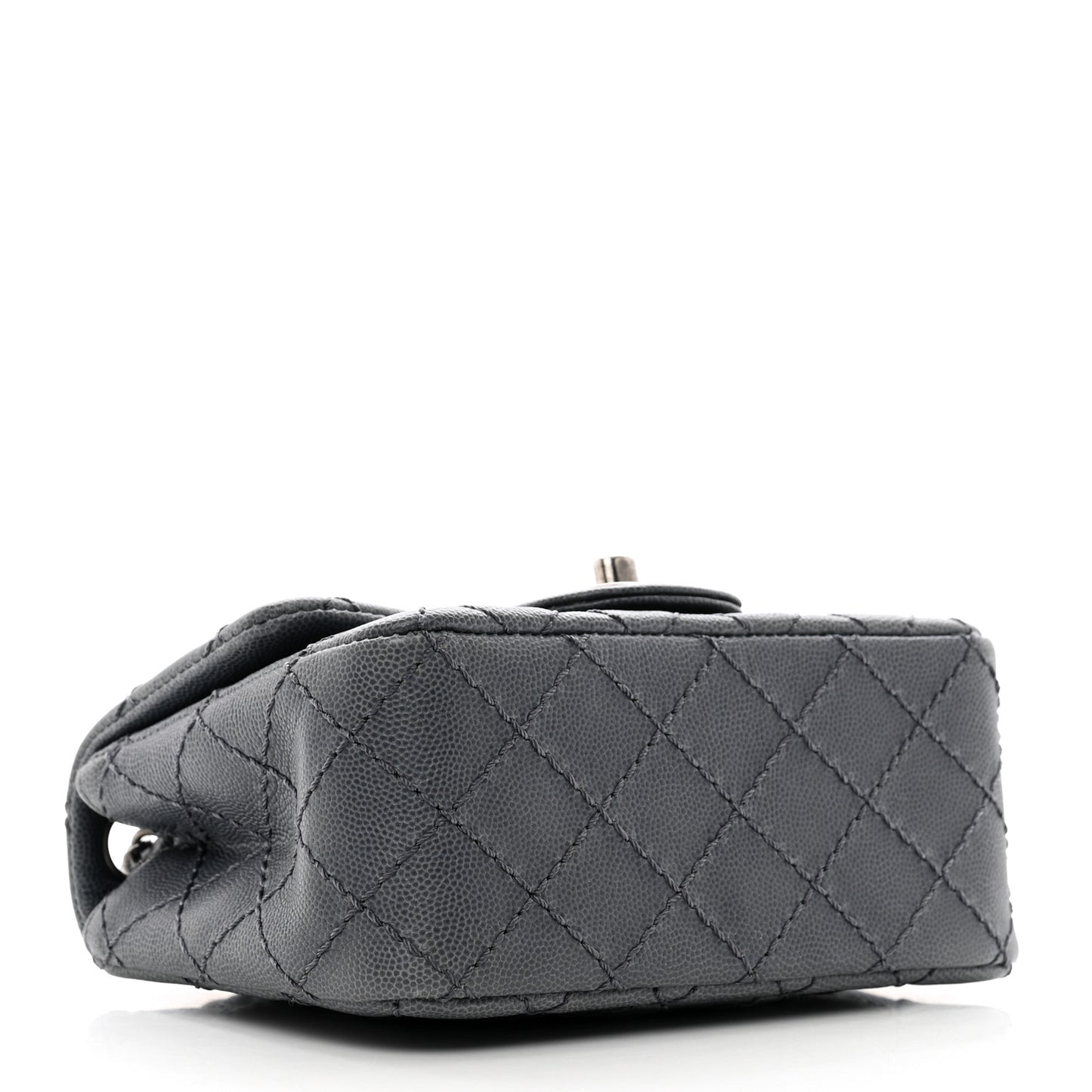Caviar Quilted Mini Square Flap Dark Grey