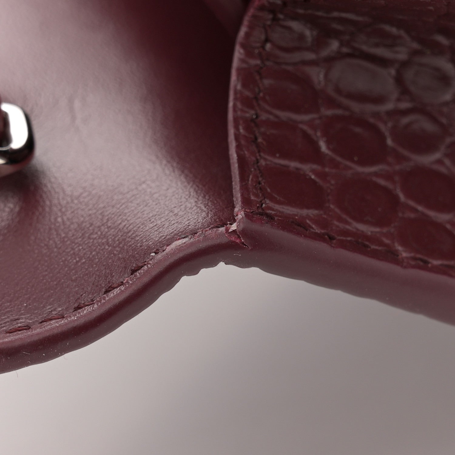 Saint Laurent Calfskin Crocodile Embossed Kate Monogram Tassel Chain Wallet Rouge Legion 13 of 14