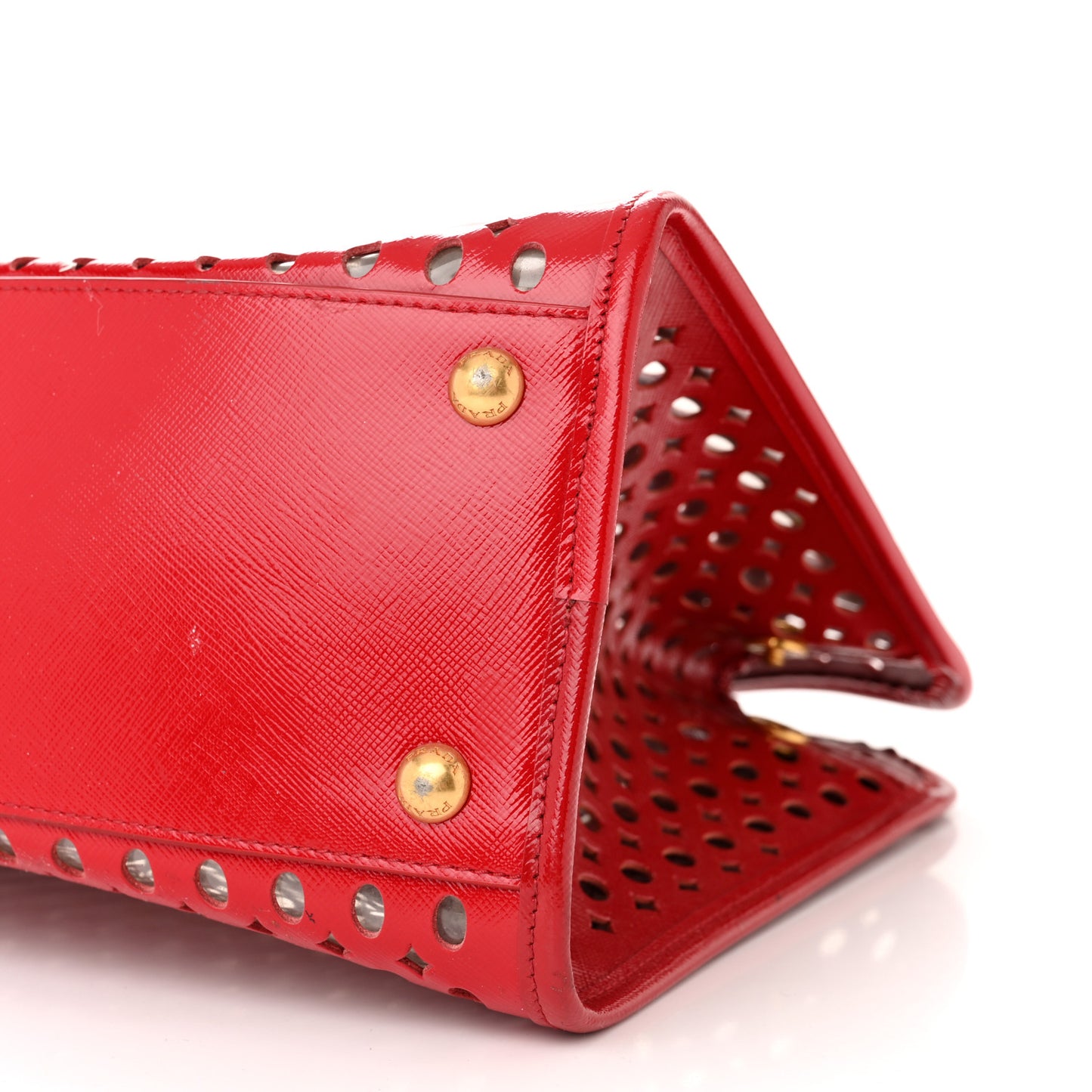 Saffiano Perforated Tote Red