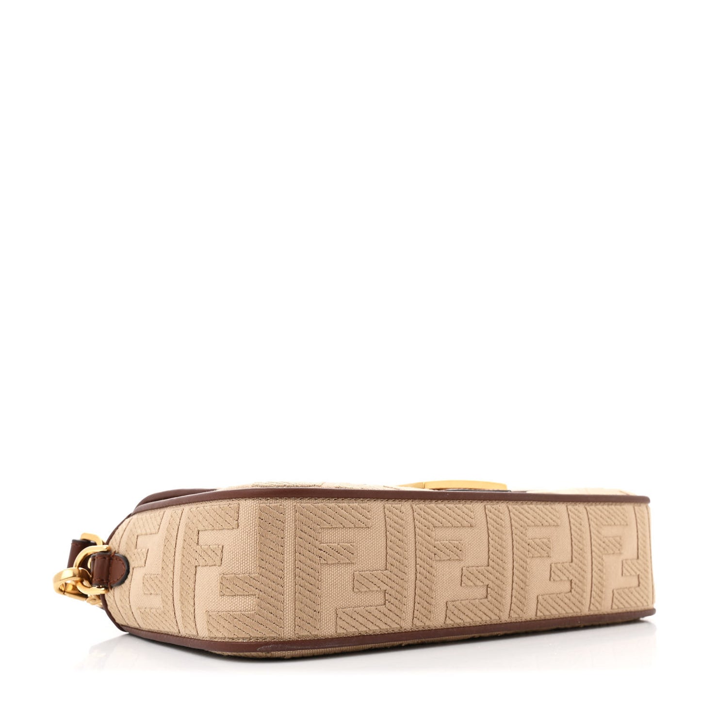 Canvas Vitello King FF Embroidered Baguette Sand Ghianda