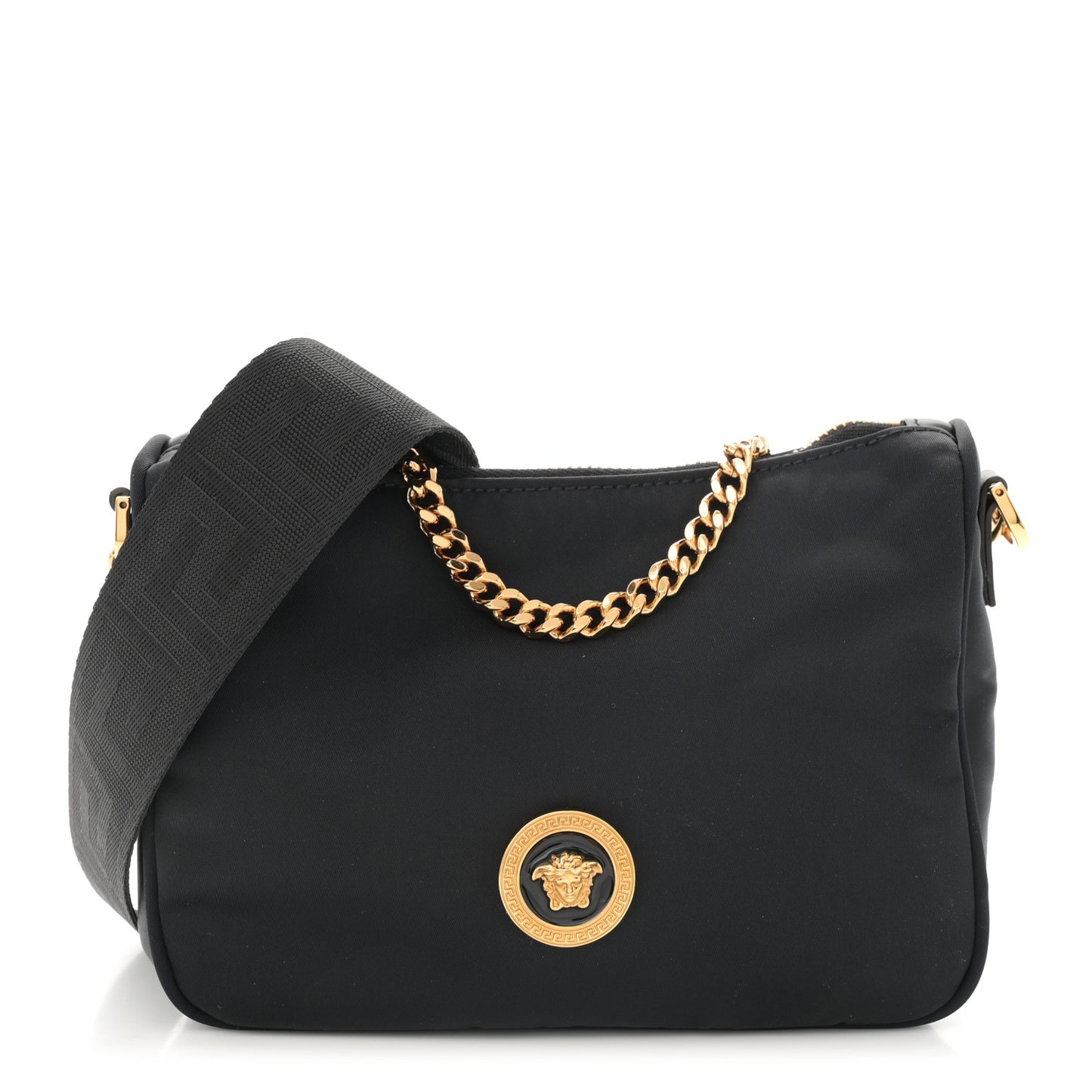 Nylon Medusa Small Shoulder Bag Black