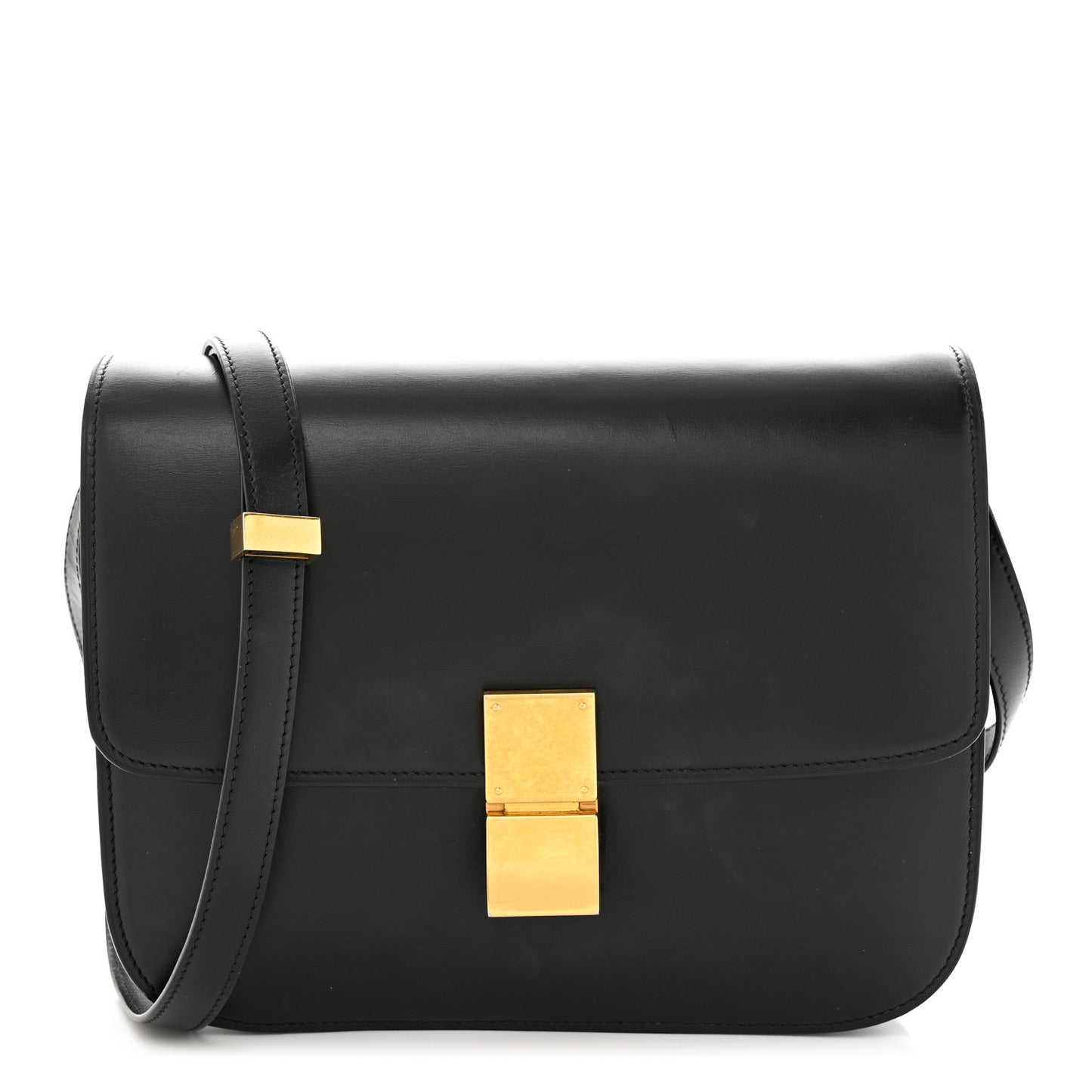 Box Calfskin Medium Classic Box Flap Bag Black