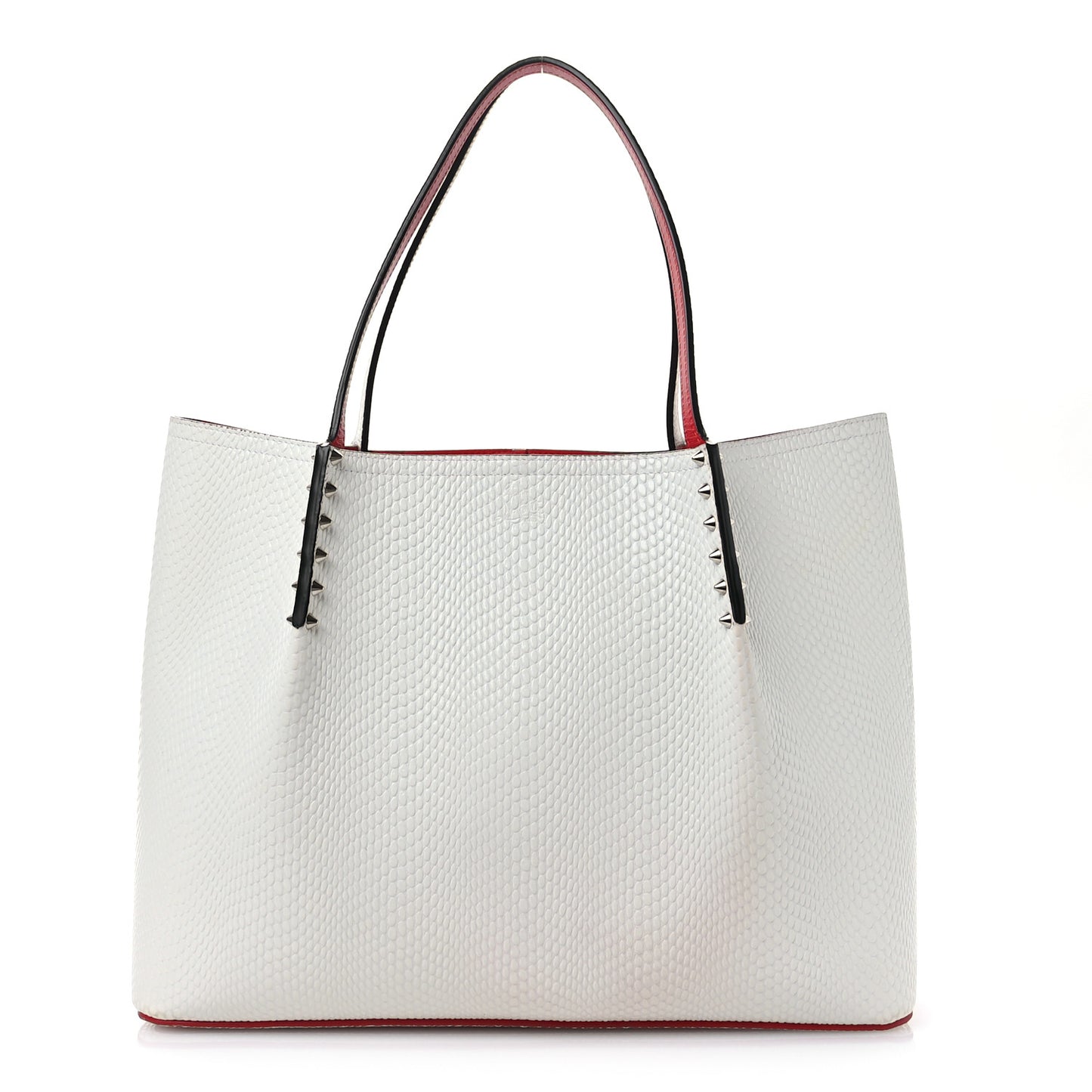 Calfskin Jurassic Embossed Spiked Large Cabarock Shopper Tote White