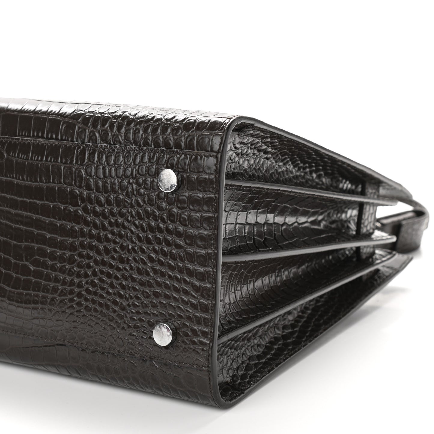 Calfskin Crocodile Embossed Small Sac De Jour Brown