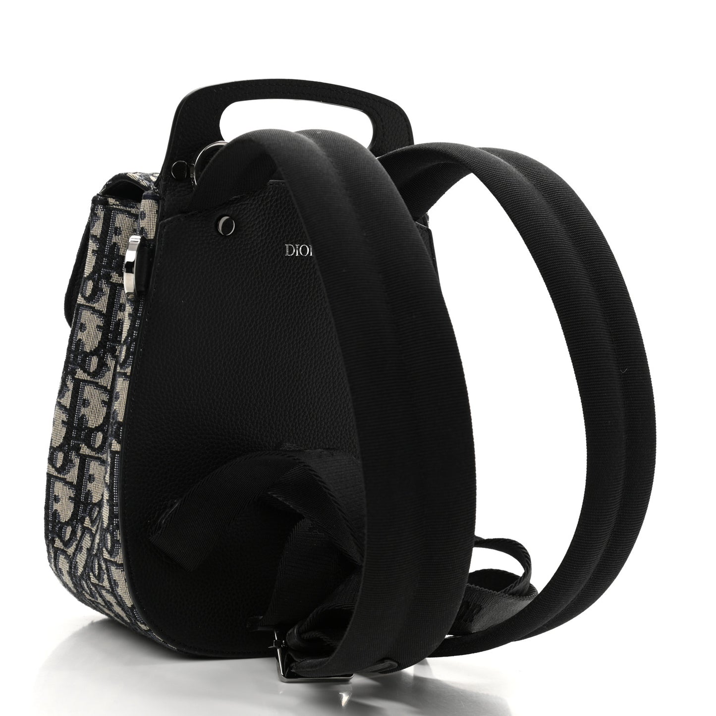Oblique Jacquard Mini Saddle Backpack Navy Blue