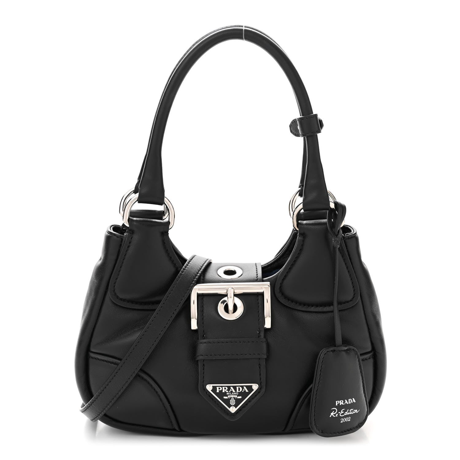 Prada Nappa Soft Padded Re-Edition 2002 Moon Bag Black 1590154