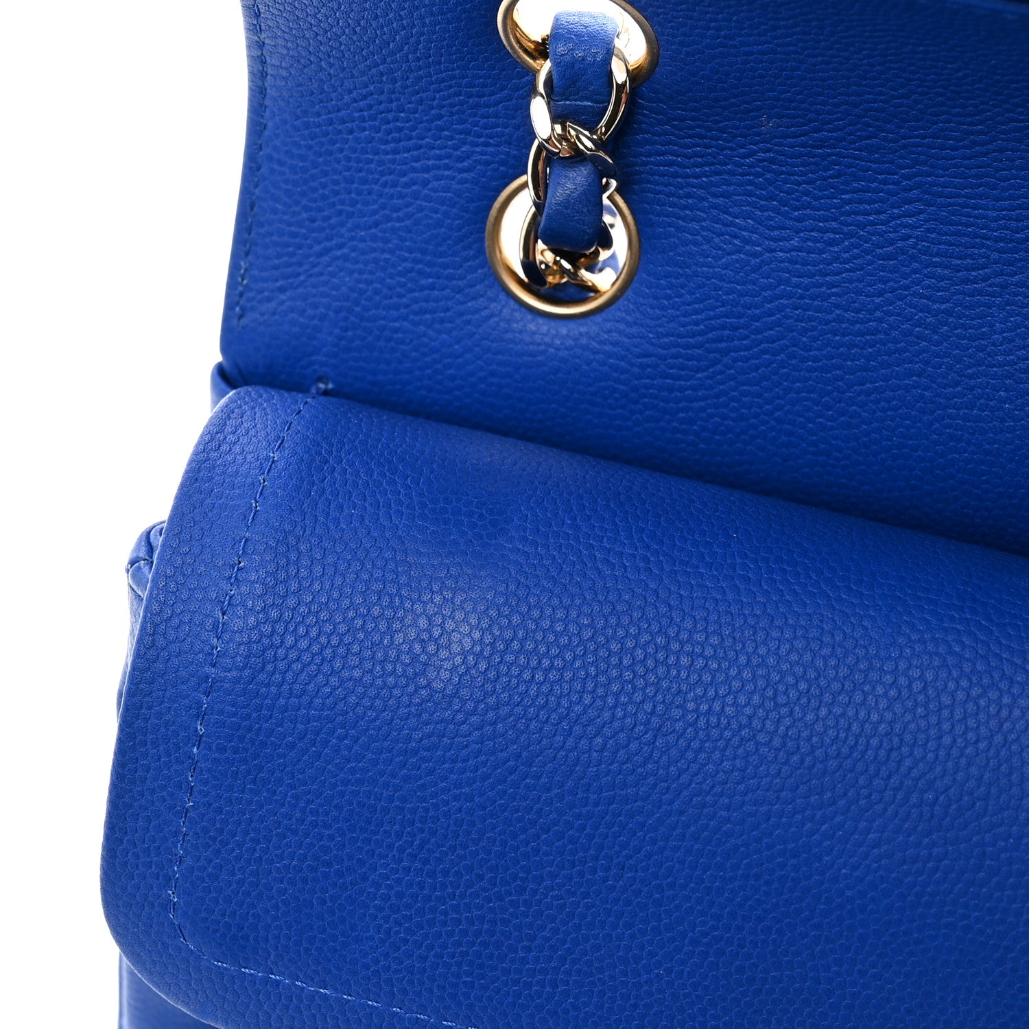 Chanel Caviar Chevron Quilted Small Double Flap Blue 12 of 13