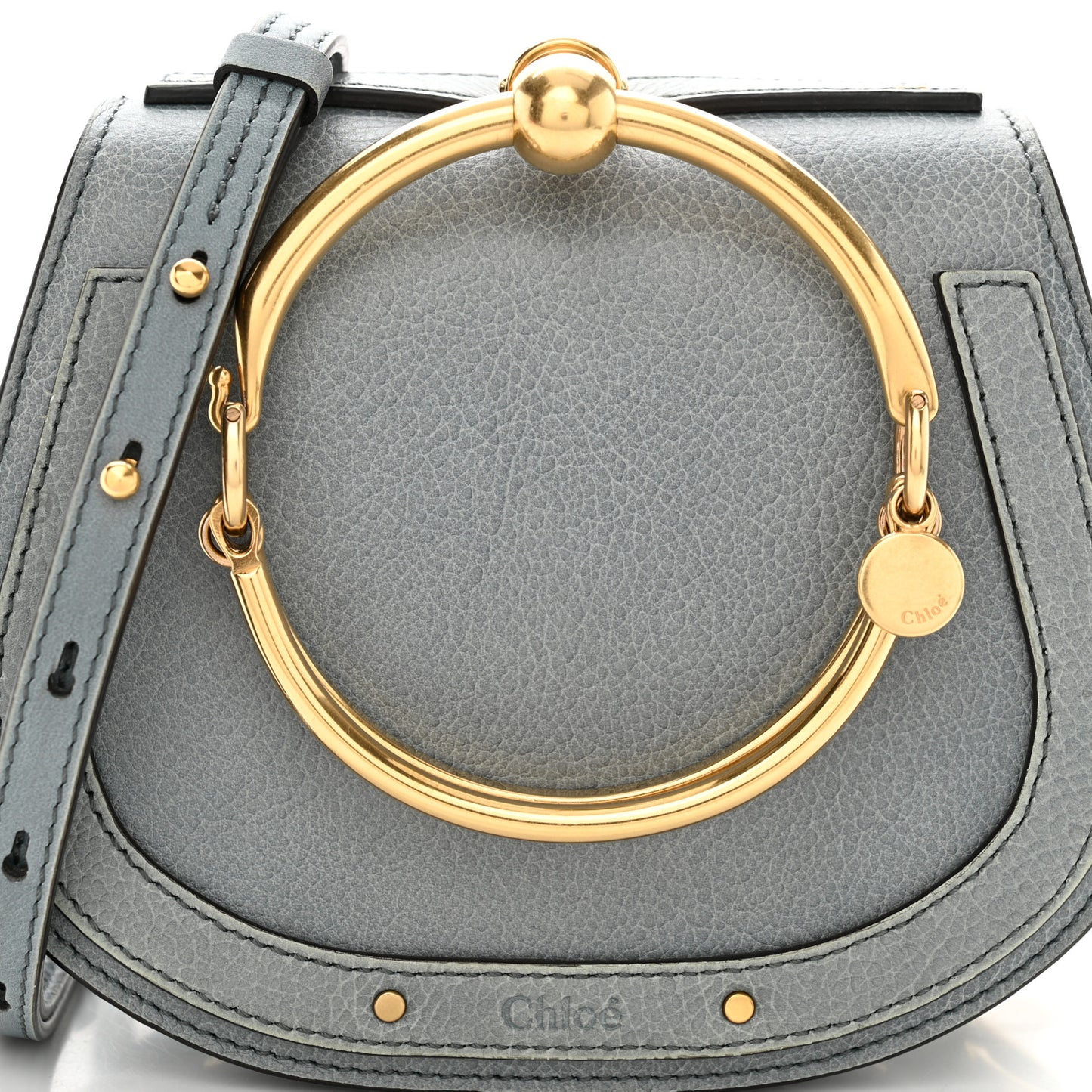 Calfskin Suede Small Nile Bracelet Bag Cloudy Blue