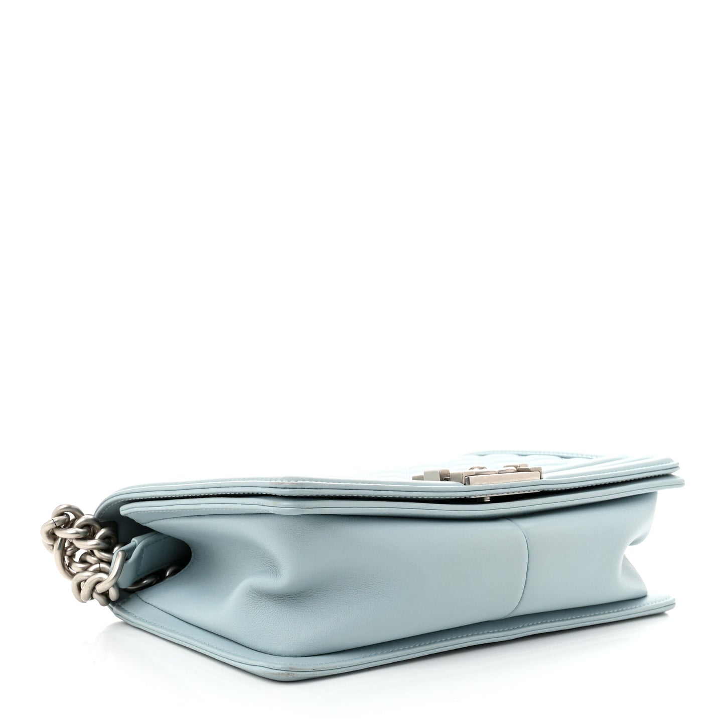 Calfskin Quilted Medium Boy Flap Light Blue