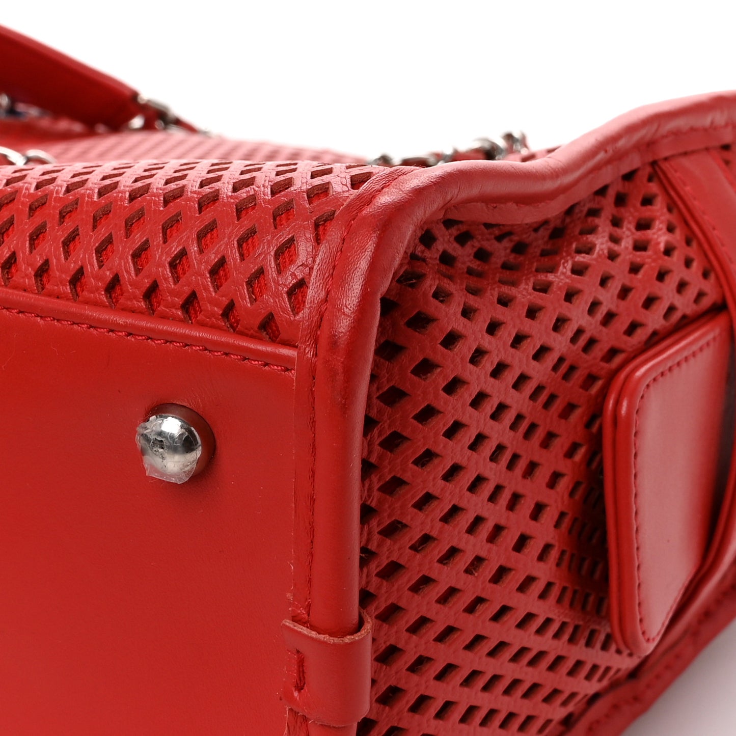 Calfskin Perforated Up In The Air East West Tote Red