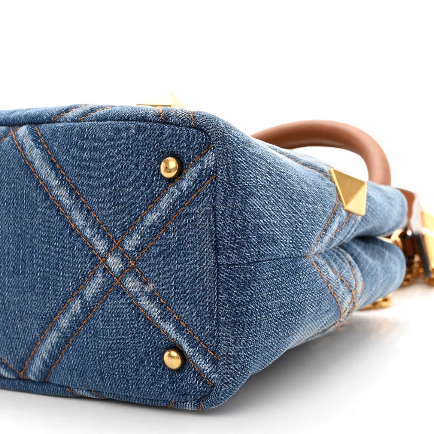 Denim Small Roman Stud The Handle Bag Light Denim Selleria