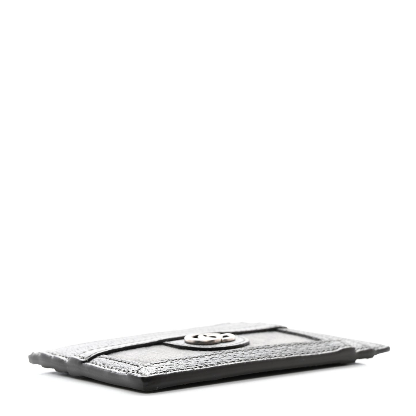 GG Supreme Monogram Textured Calfskin Ophidia Card Holder Grey