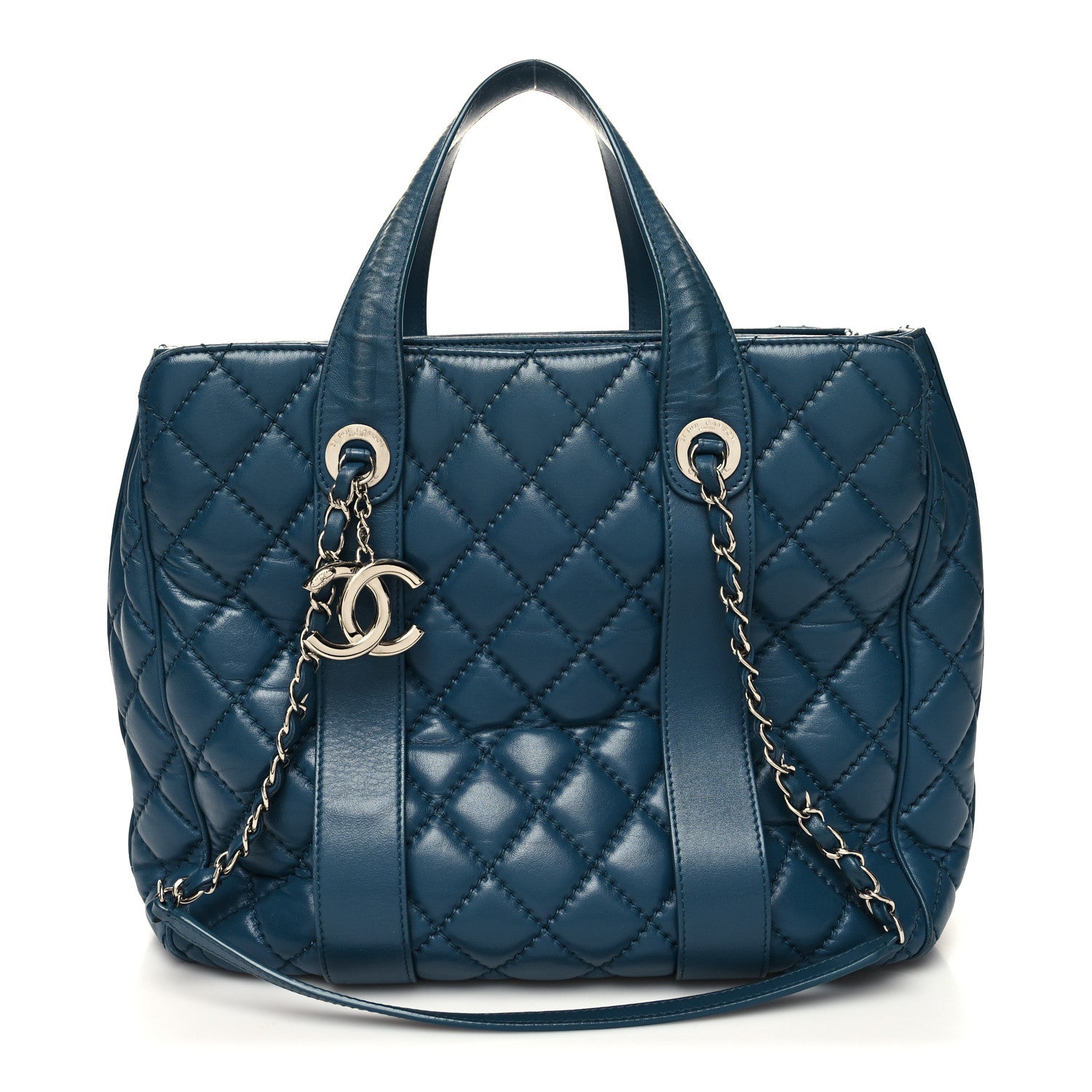 Chanel Lambskin Quilted Easy Carry Shopping Tote Blue 1 of 19