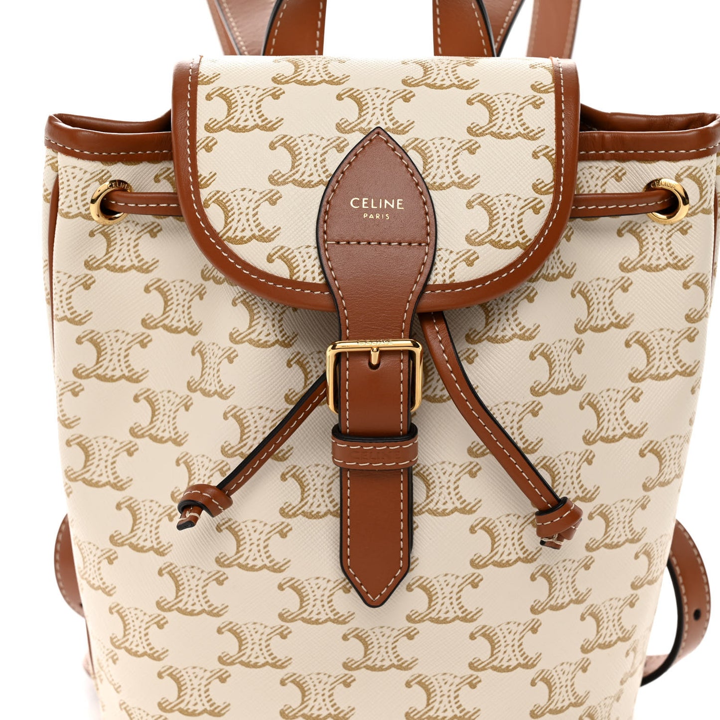 Triomphe Canvas Calfskin Mini Folco Backpack White