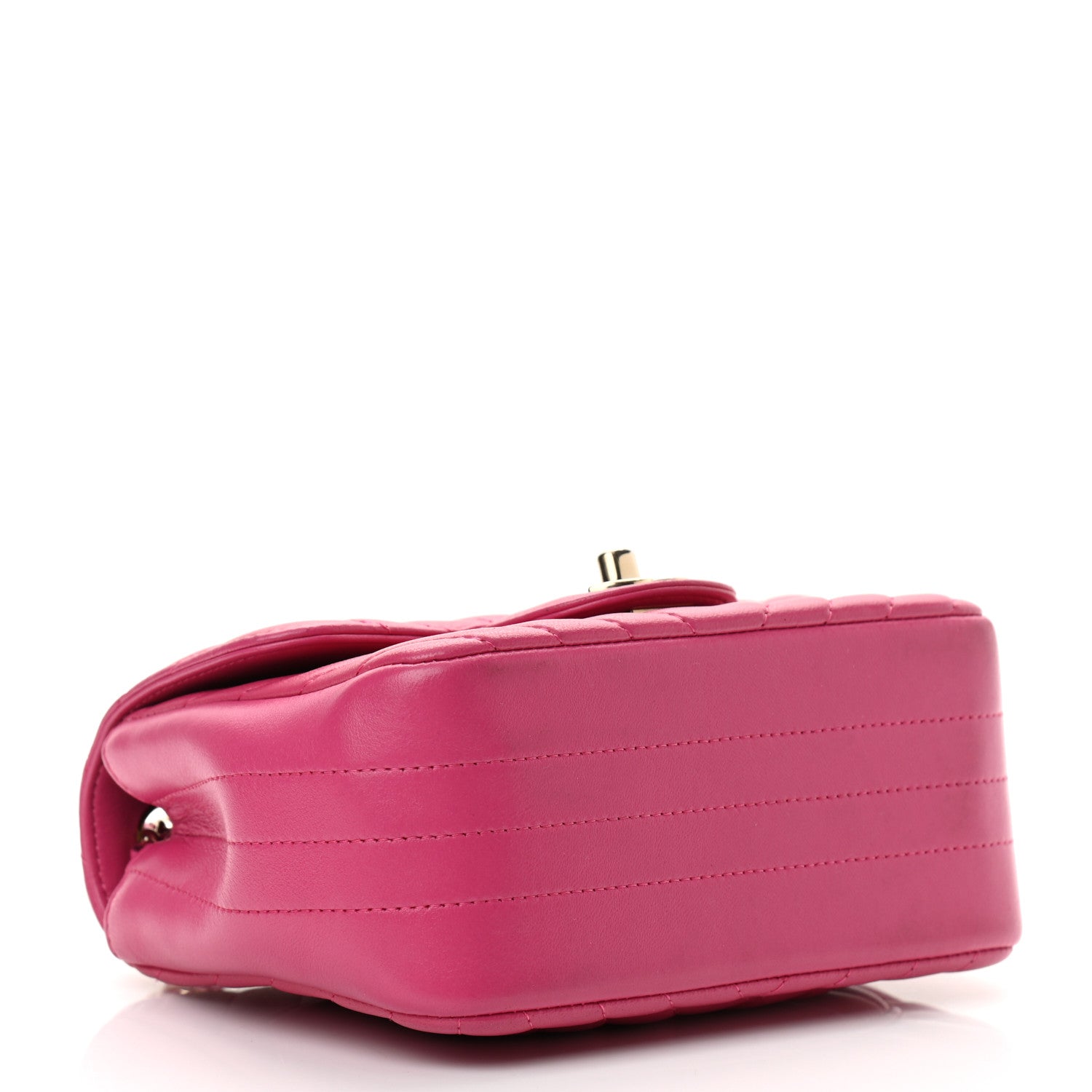 Chanel Lambskin Chevron Quilted Mini Square Flap Fuchsia 4 of 16