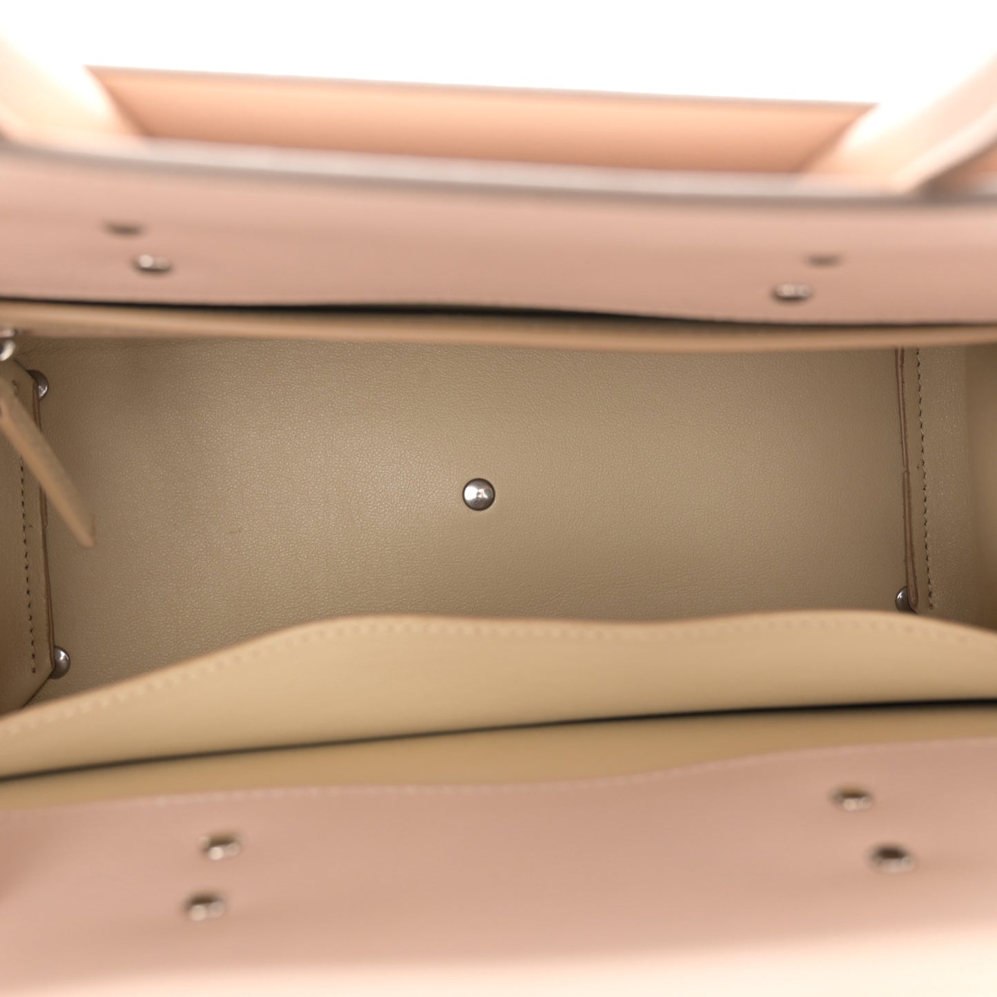 Grained Calfskin Small Horizon Satchel Beige