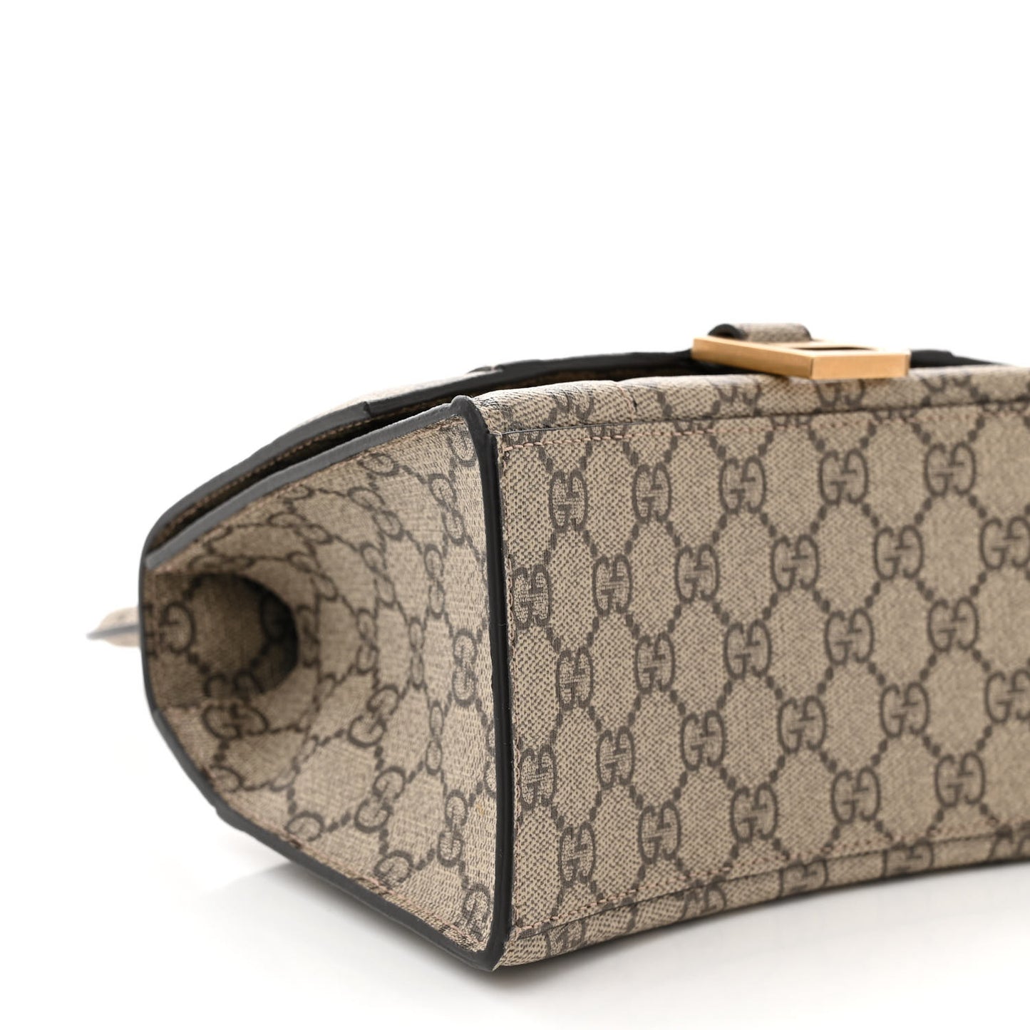 X GUCCI GG Supreme Monogram Small Hourglass Top Handle Bag Beige Ebony